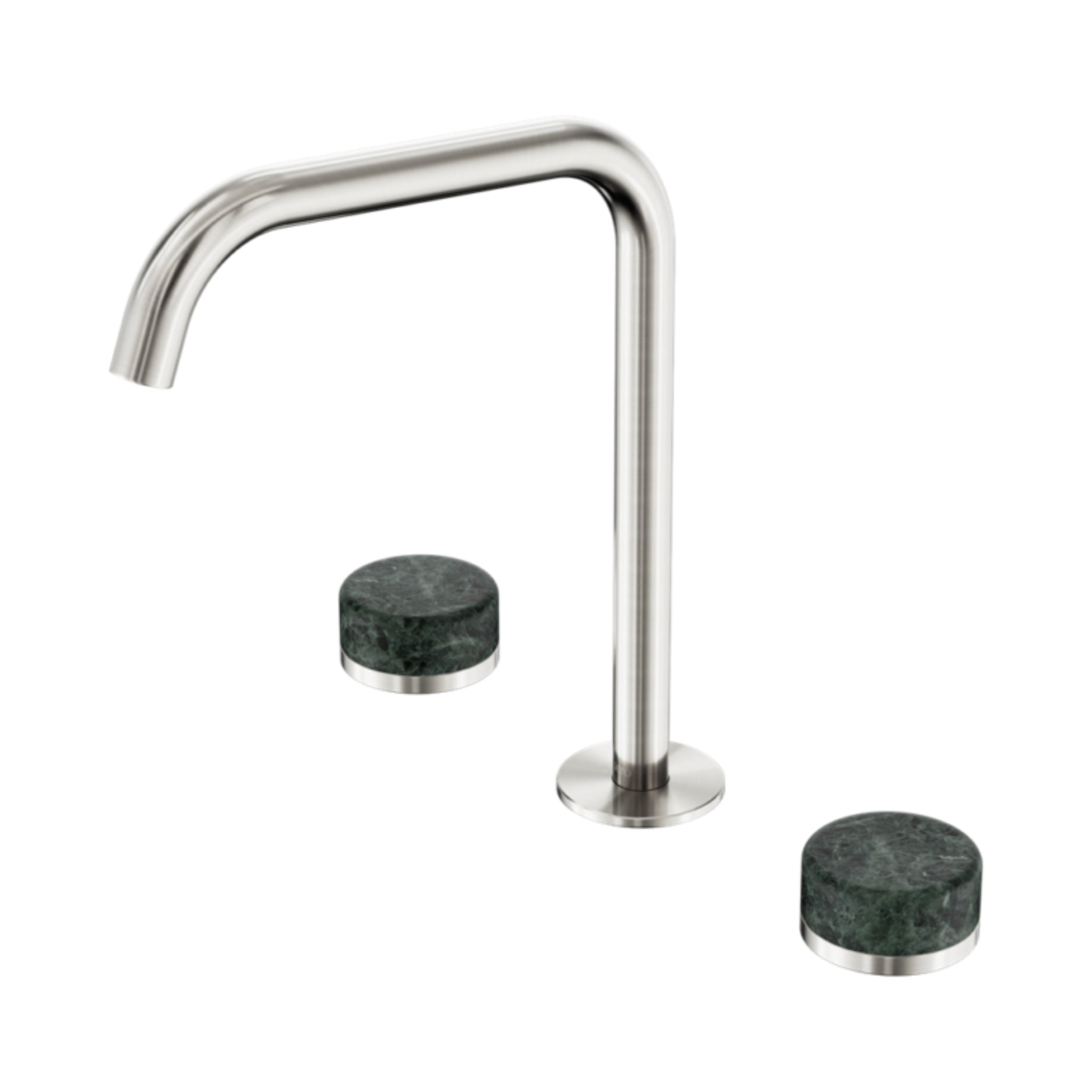 NERO SERENITY BATH/KITCHEN SET EDGE SPOUT WITH VERDE ALPI HANDLE 270MM BRUSHED NICKEL