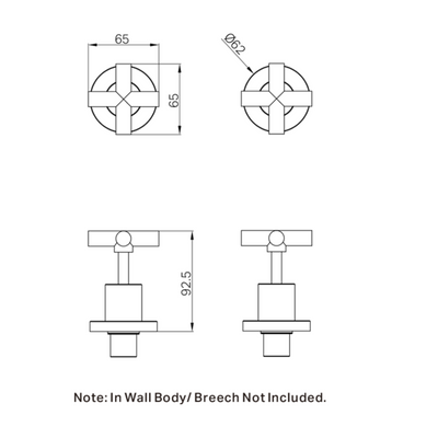 NERO X PLUS LEAD FREE WALL TOPS ASSEMBLY BRUSHED NICKEL