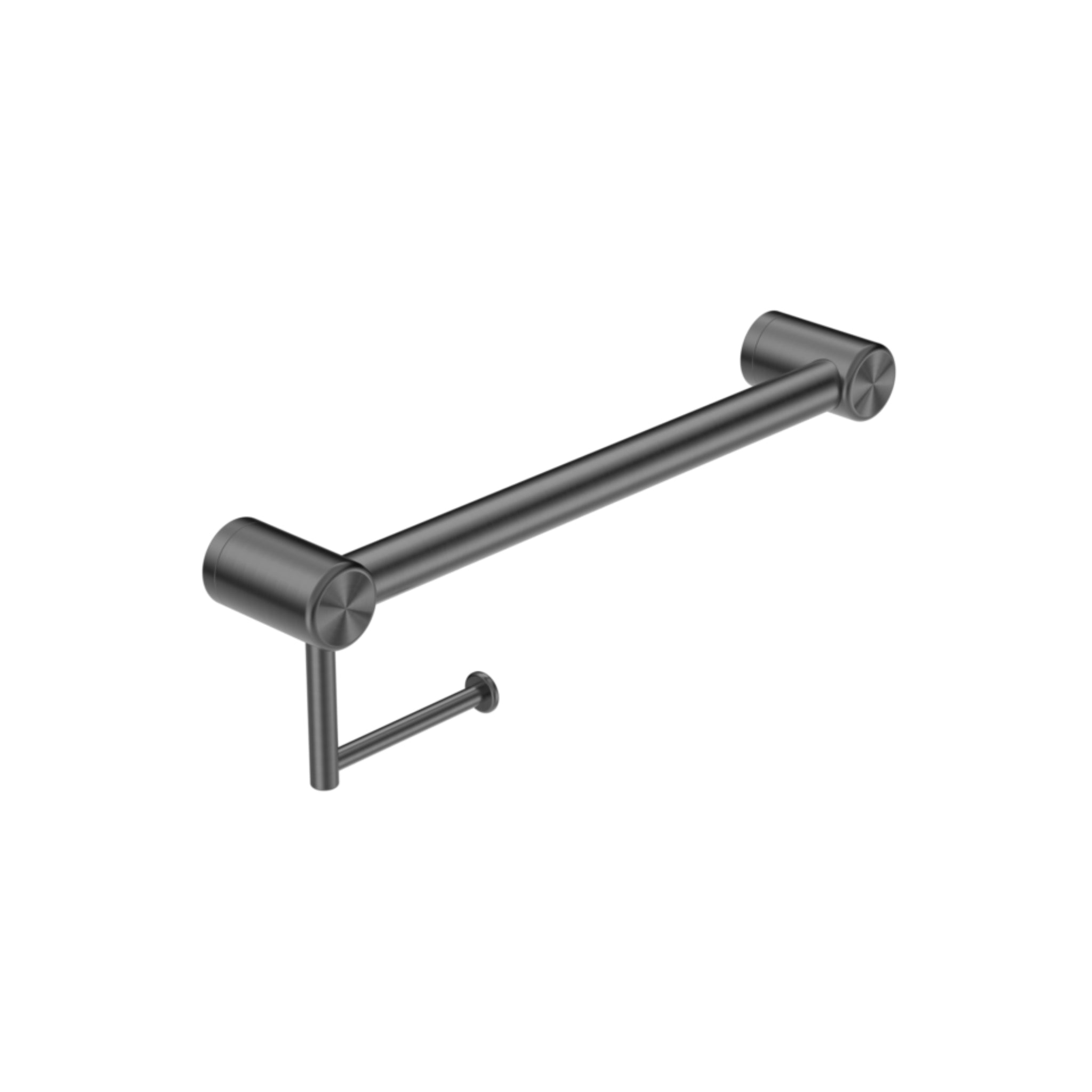 NERO MECCA CARE 32MM GRAB RAIL WITH TOILET ROLL HOLDER 450MM GUN METAL