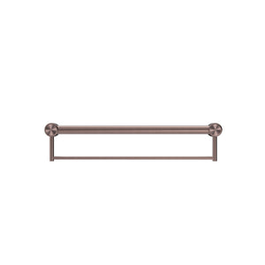 NERO MECCA CARE 32MM GRAB RAIL WITH TOWEL HOLDER BRUSHED BRONZE (AVAILABLE IN 300MM, 600MM AND 900MM)