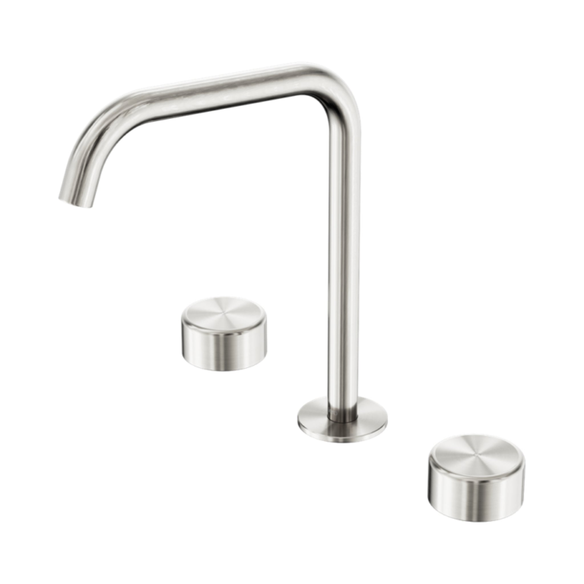 NERO SERENITY BATH/KITCHEN SET EDGE SPOUT WITH METAL HANDLE 270MM BRUSHED NICKEL