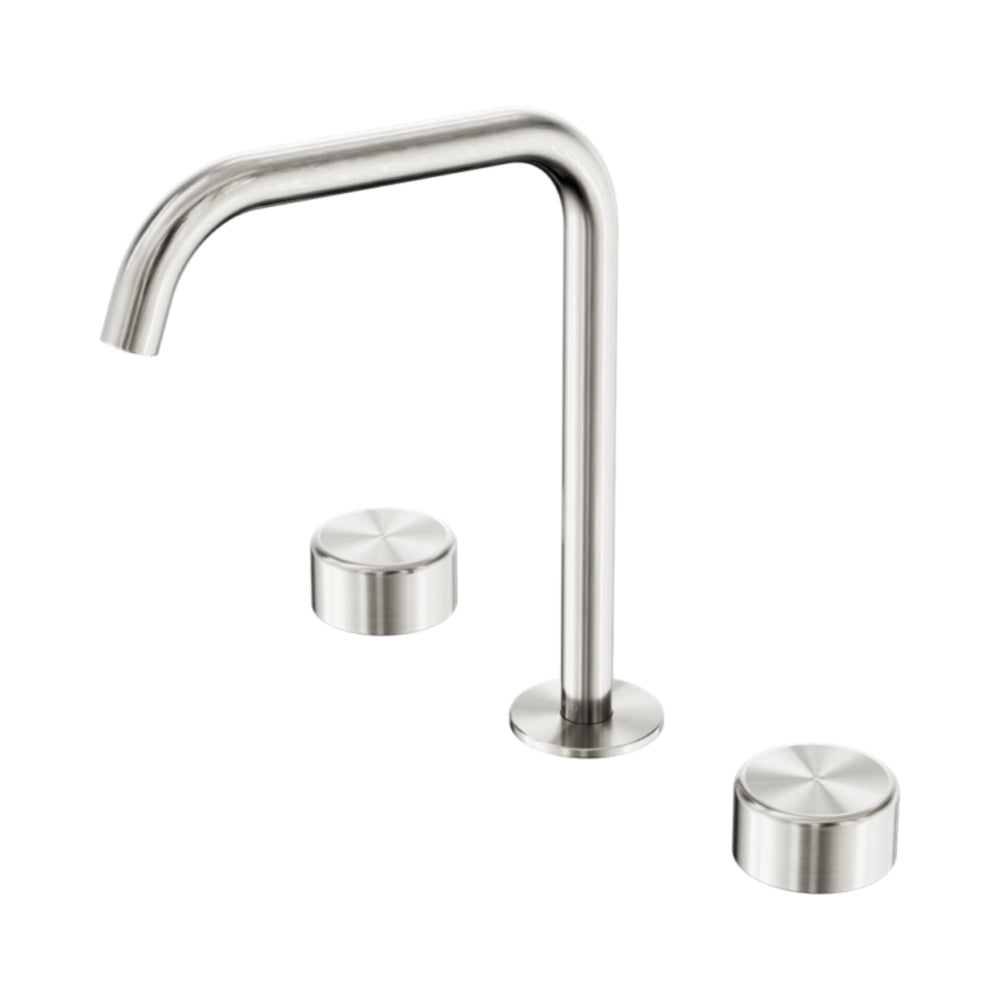 NERO SERENITY BATH/KITCHEN SET EDGE SPOUT WITH METAL HANDLE 270MM BRUSHED NICKEL