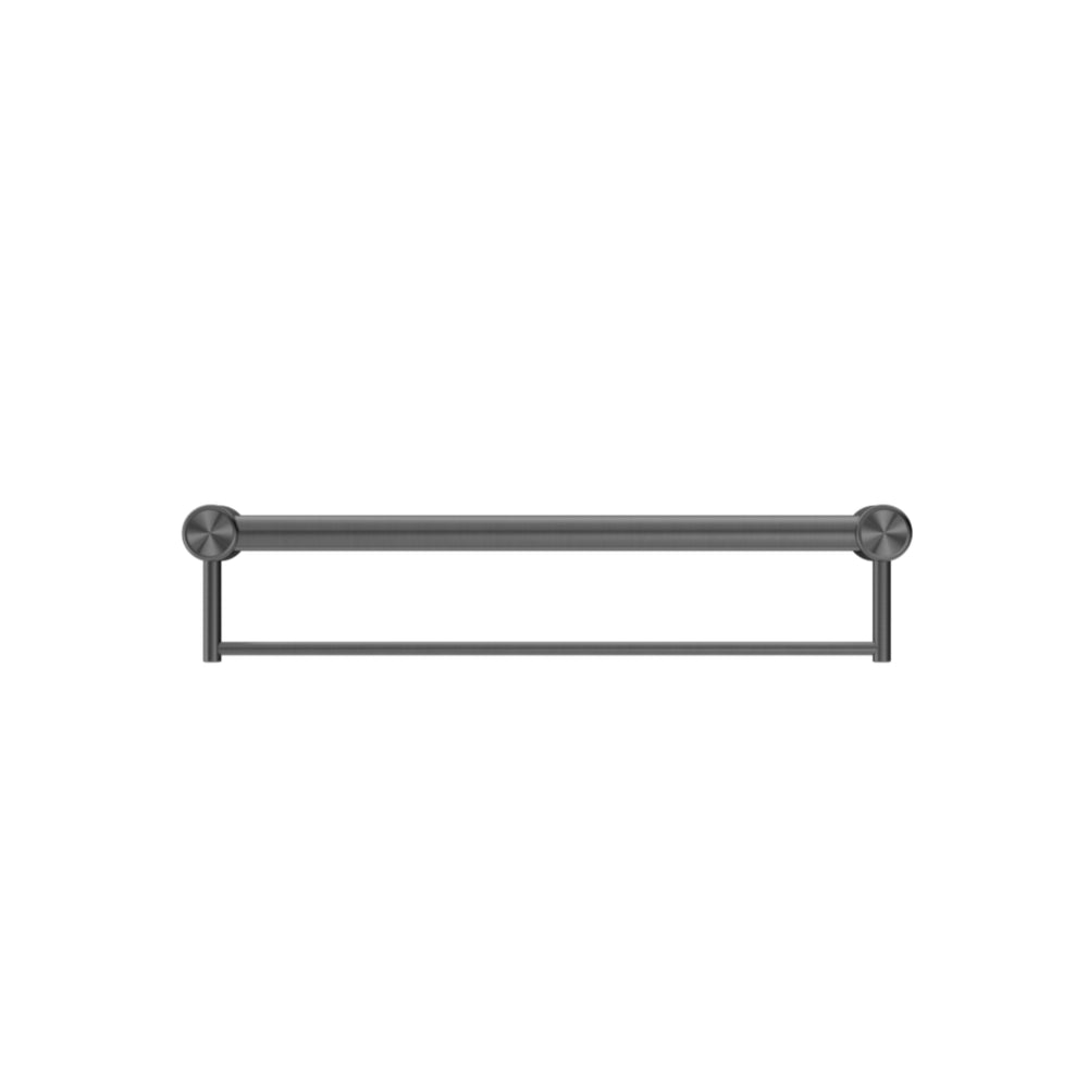 NERO MECCA CARE 32MM GRAB RAIL WITH TOWEL HOLDER GUN METAL (AVAILABLE IN 300MM, 600MM AND 900MM)