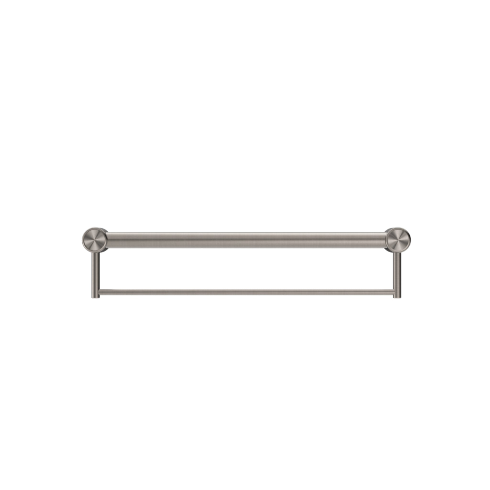 NERO MECCA CARE 32MM GRAB RAIL WITH TOWEL HOLDER BRUSHED NICKEL (AVAILABLE IN 300MM, 600MM AND 900MM)