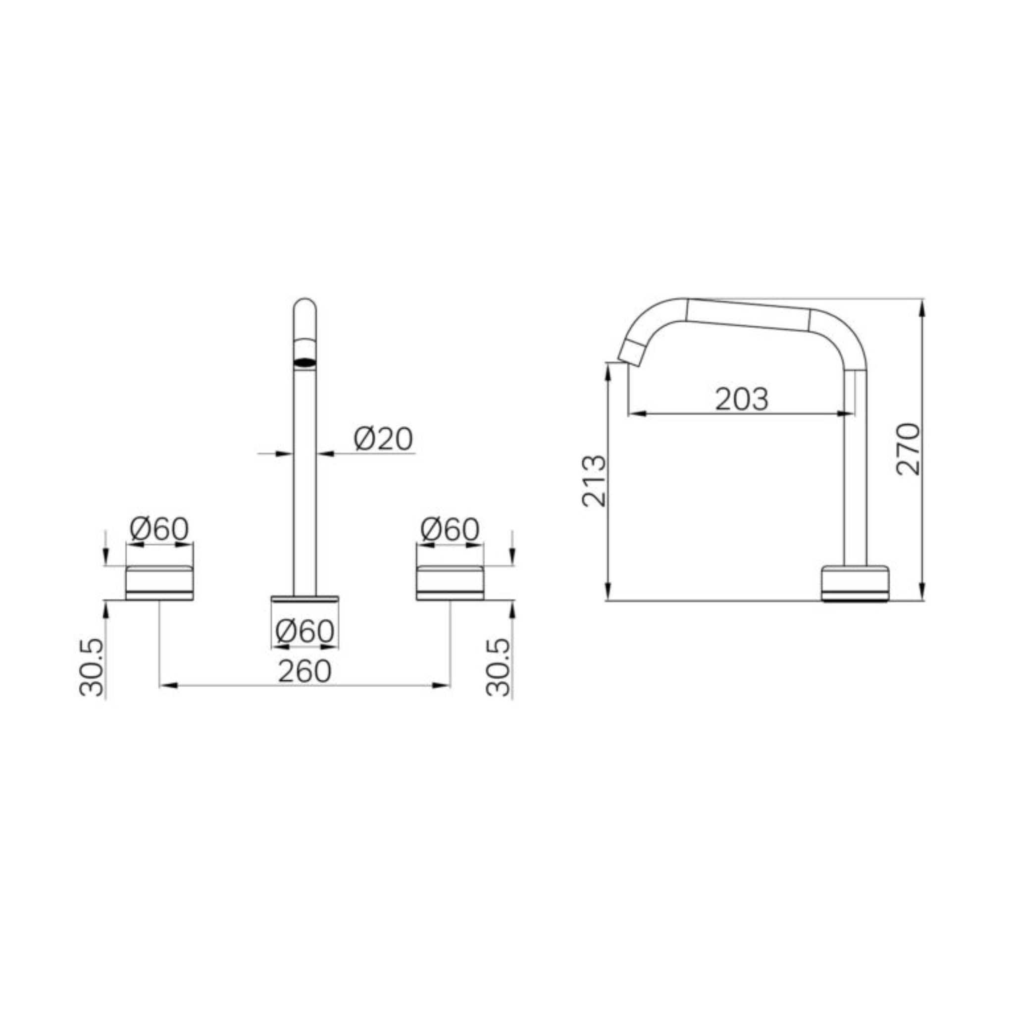NERO SERENITY BATH/KITCHEN SET EDGE SPOUT WITH ROME TRAVERTINE HANDLE 270MM BRUSHED NICKEL