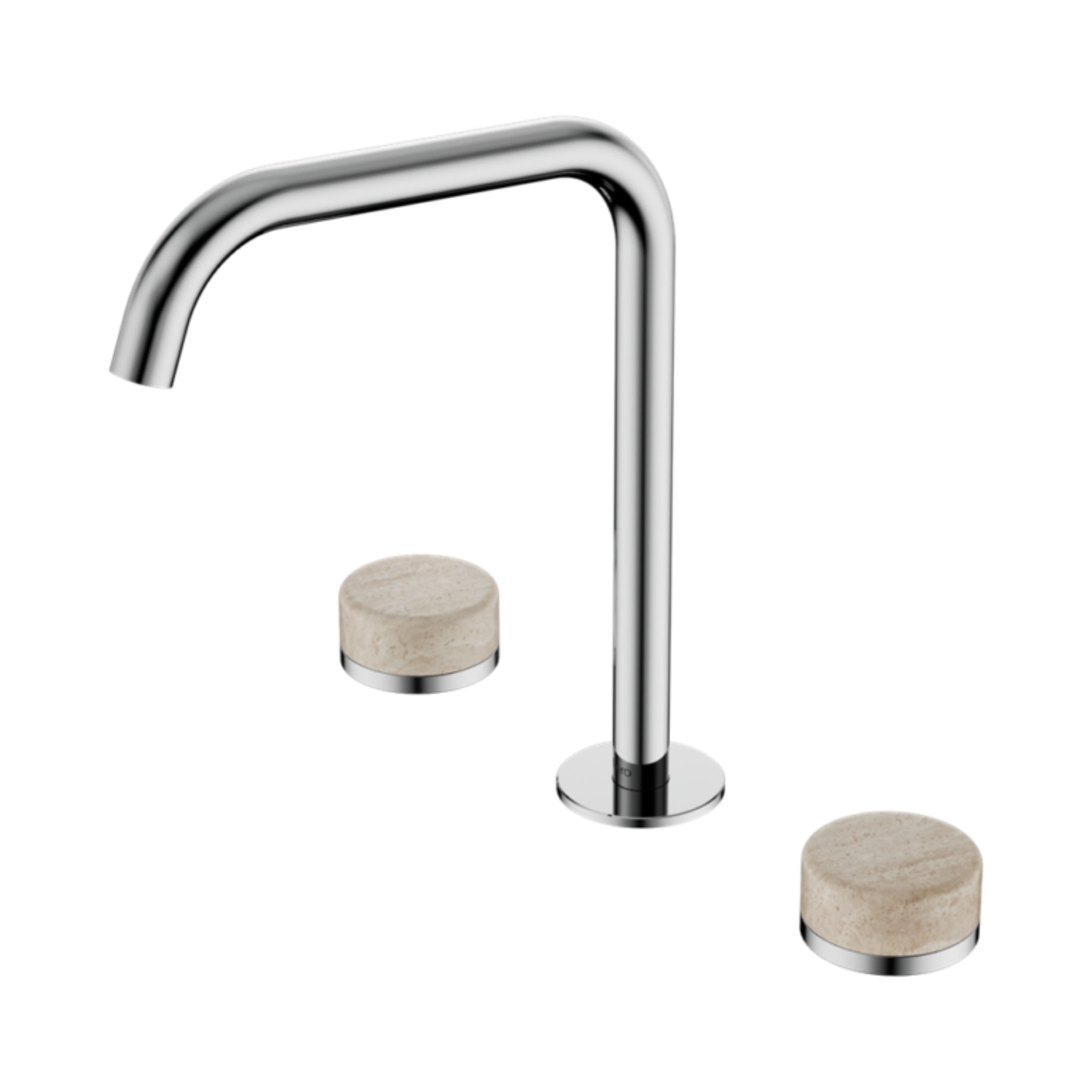 NERO SERENITY BATH/KITCHEN SET EDGE SPOUT WITH ROME TRAVERTINE HANDLE 270MM CHROME