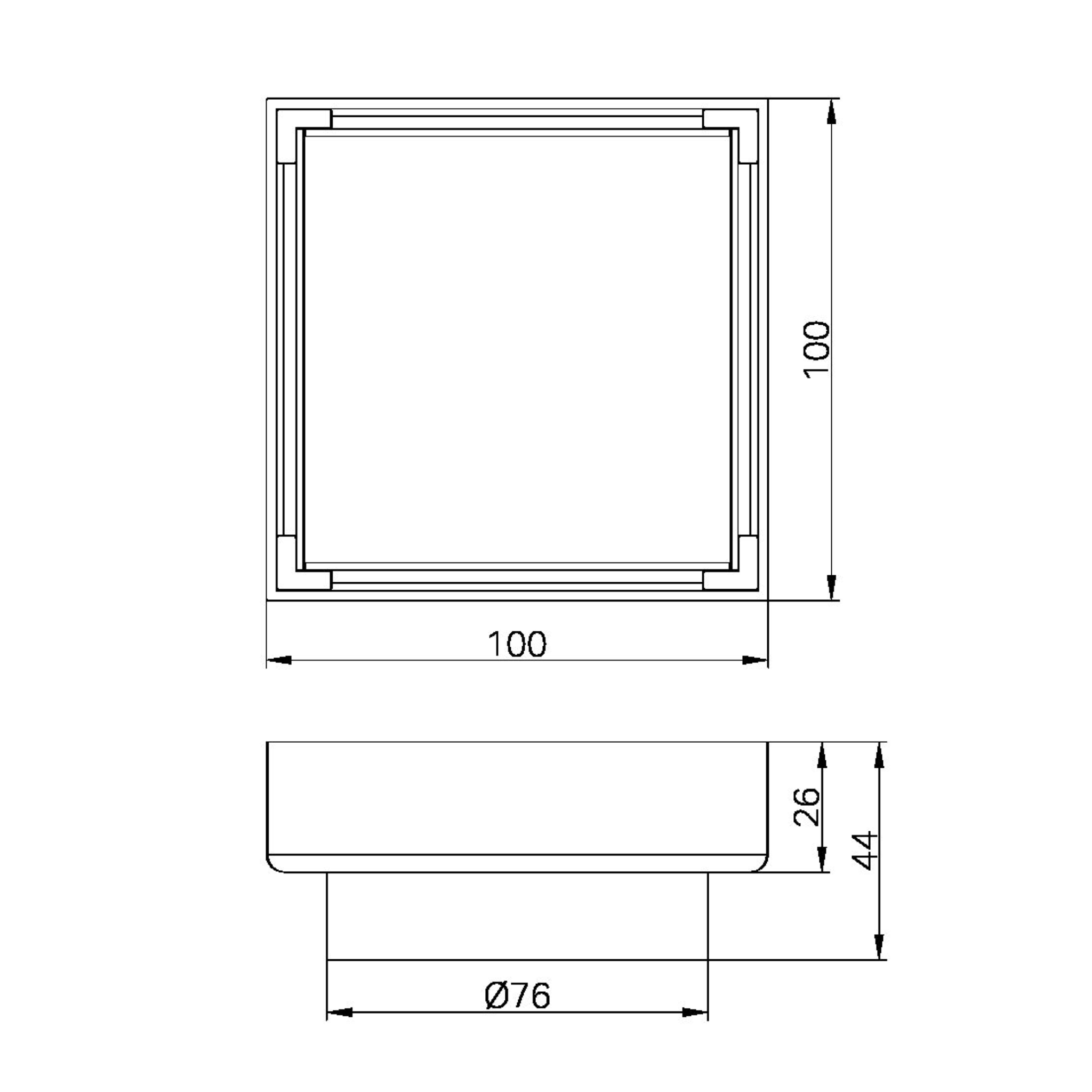 NERO SQUARE TILE INSERT FLOOR WASTE 100MM GUN METAL