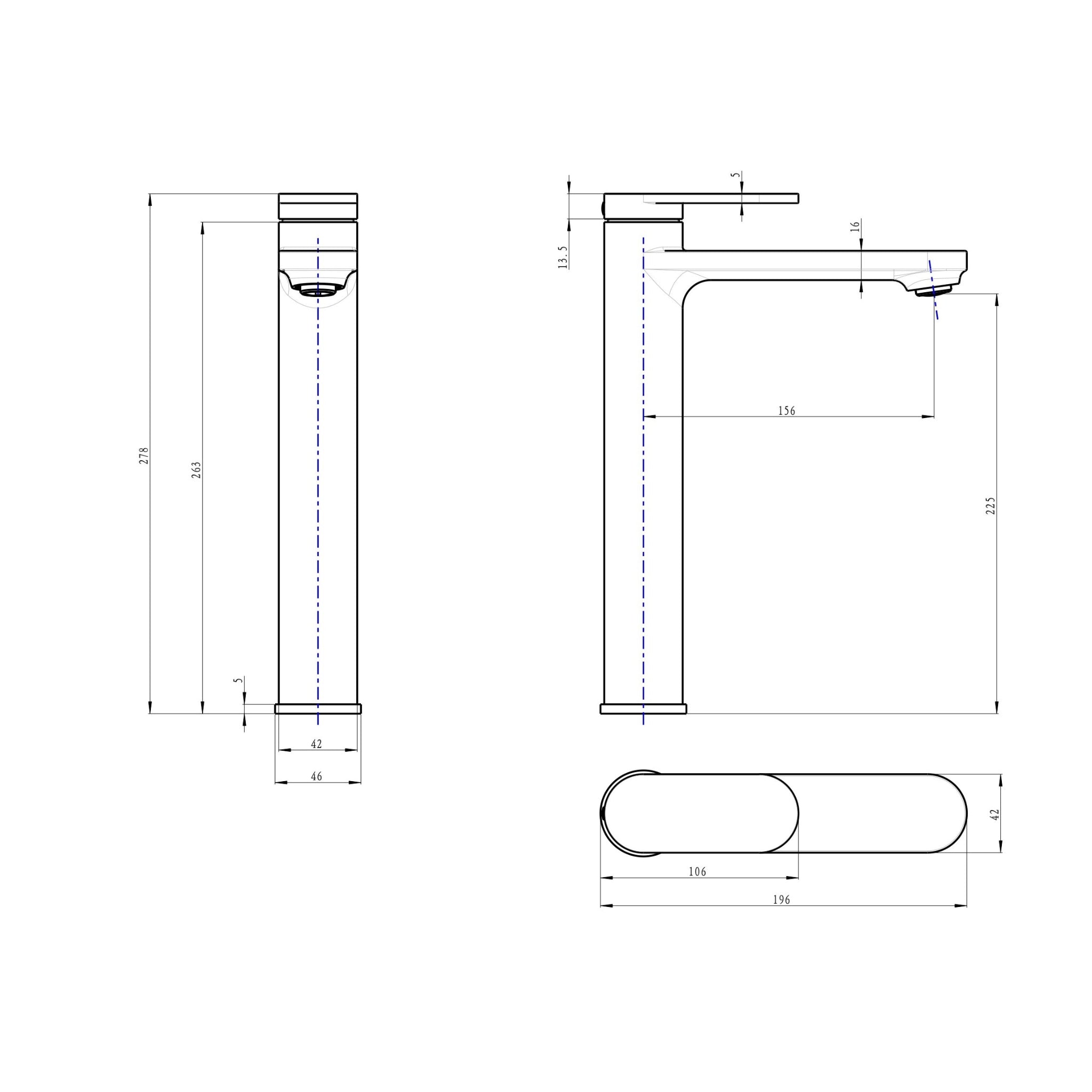 LINSOL CAPO TALL BASIN MIXER 278MM BRUSHED NICKEL