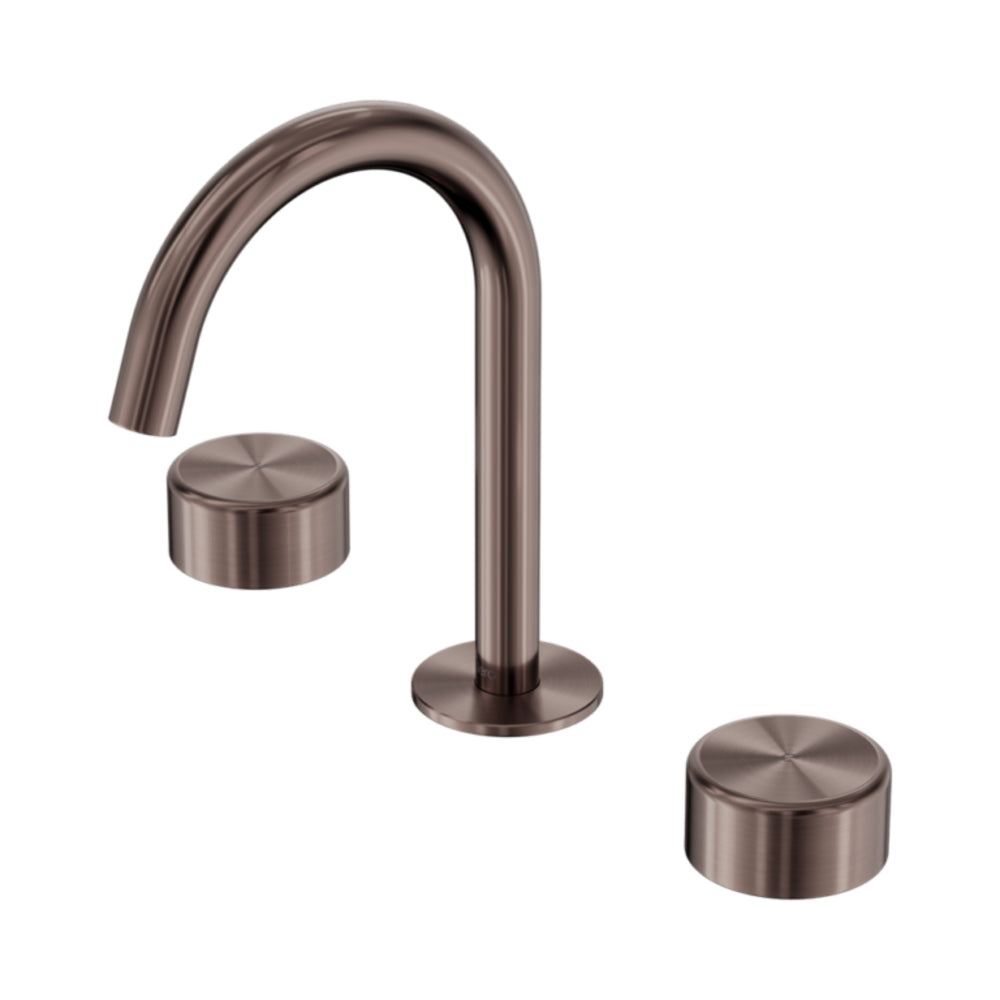NERO SERENITY BASIN SET ARC SPOUT WITH METAL HANDLE 210MM BRUSHED BRONZE