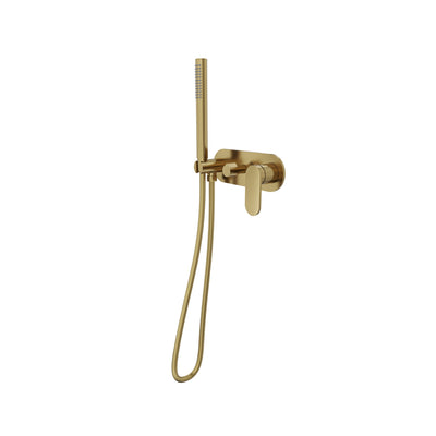 LINSOL CAPO 1-PLATE WALL MIXER WITH HAND SHOWER BRUSHED BRASS