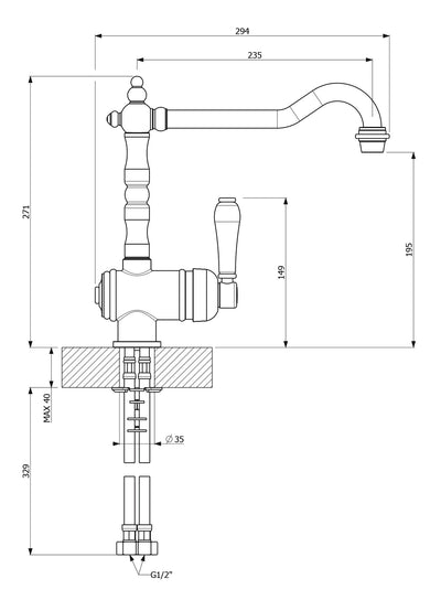 ARMANDO VICARIO LEAD FREE PROVINCIAL SINK MIXER CHROME