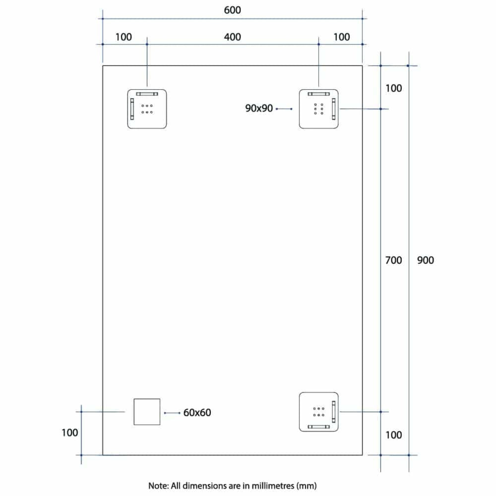 THERMOGROUP ABLAZE RECTANGLE 25MM BEVEL EDGE MIRROR 600X900MM