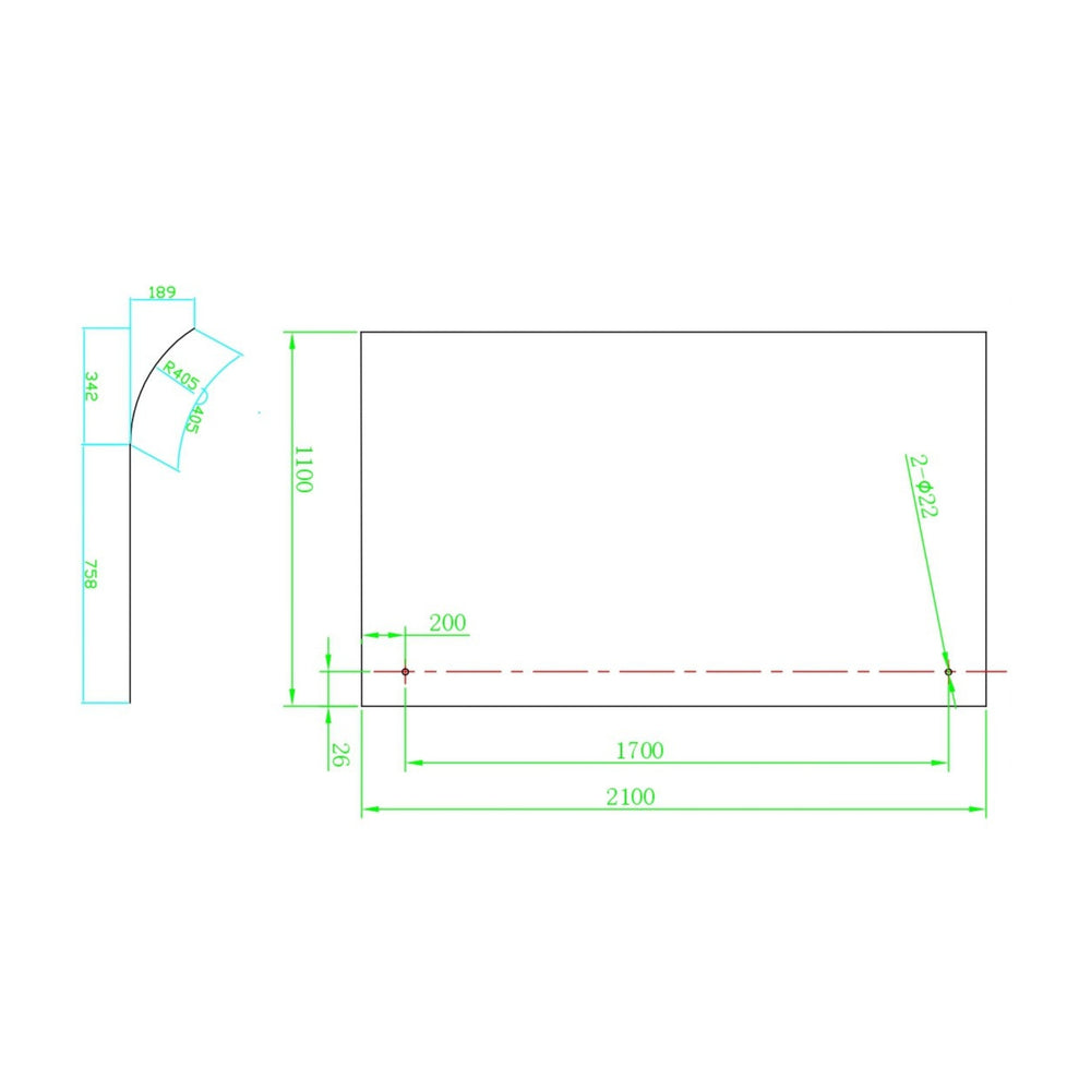 COVEY FRAMELESS WALK IN CURVED SINGLE PANEL SHOWER SCREEN BRUSHED NICKEL