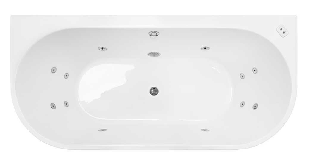 DECINA ALEGRA CONTOUR BACK-TO-WALL FREESTANDING SPA BATHTUB GLOSS WHITE (AVAILABLE IN 1500MM AND 1700MM) WITH 12-JETS
