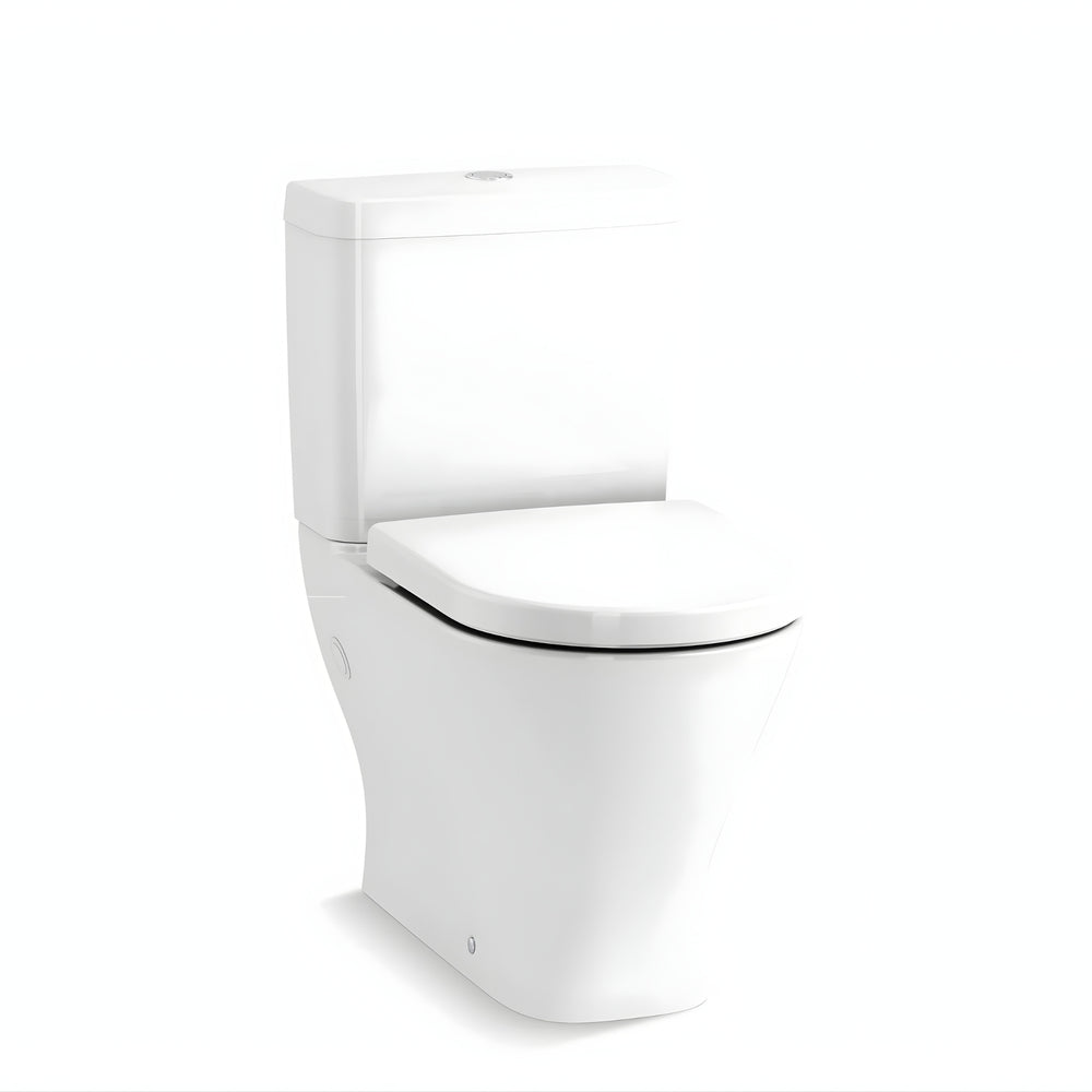 KOHLER REACH II RIMLESS BACK-TO-WALL TOILET SUITE WITH WRAP OVER SEAT GLOSS WHITE
