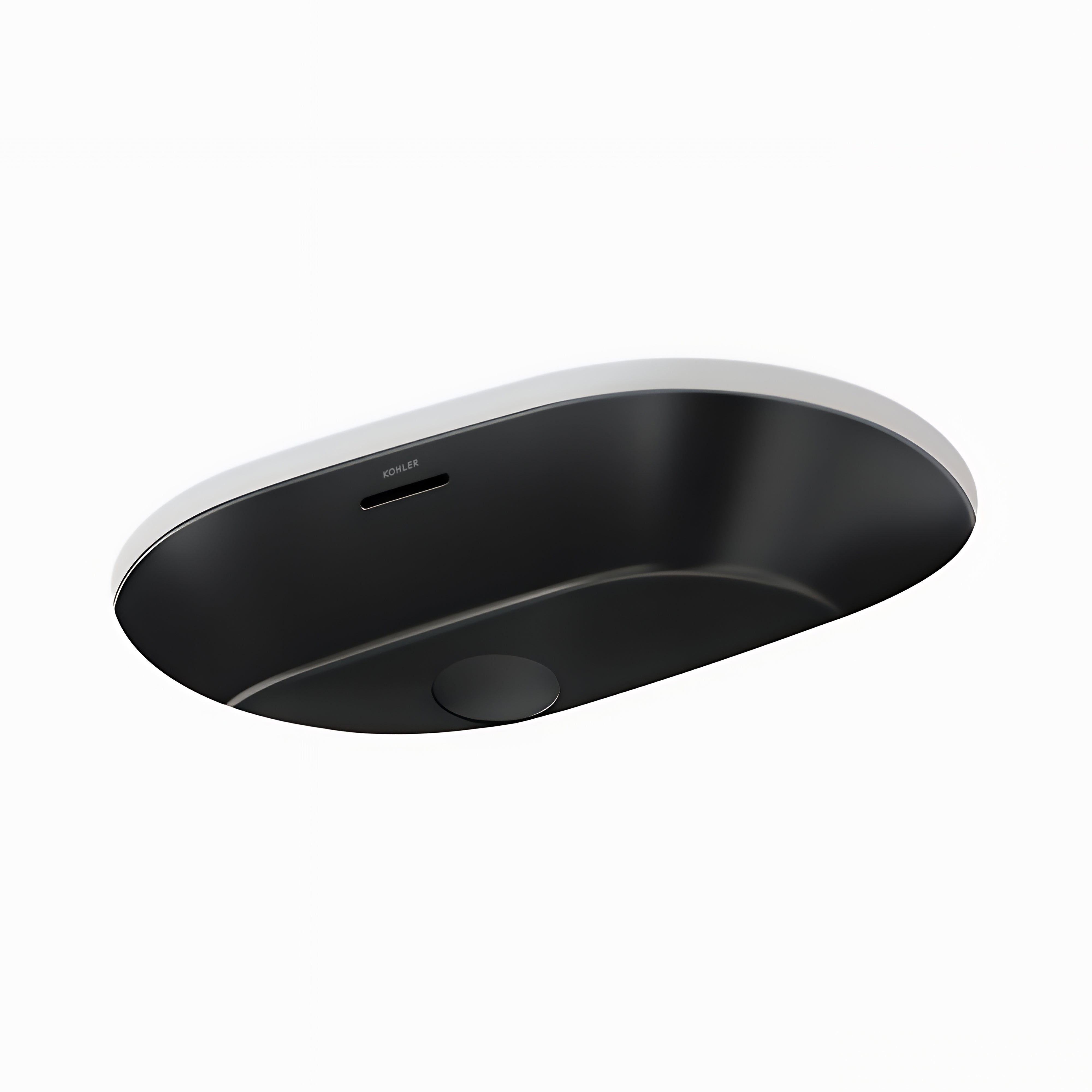 KOHLER BRAZN OVAL UNDER COUNTER BASIN HONED BLACK 616MM