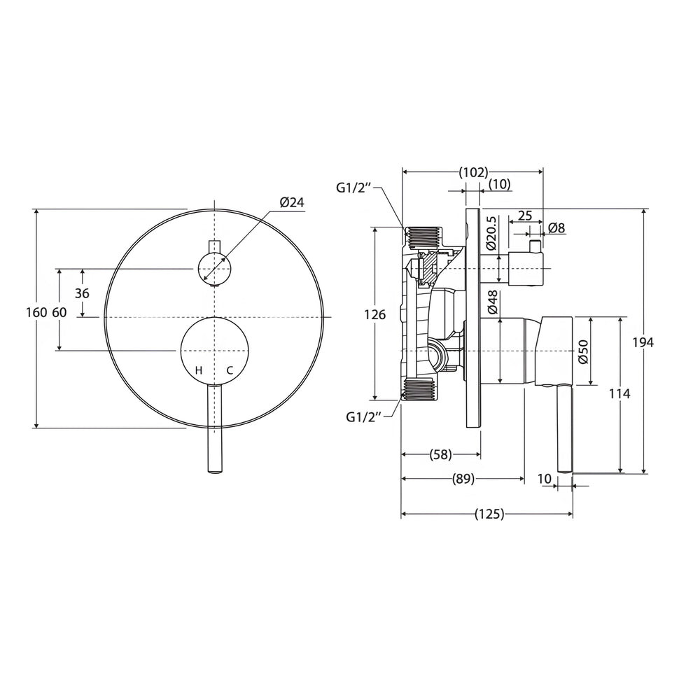 FIENZA ISABELLA WALL DIVERTER MIXER CHROME