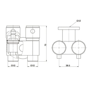 AMOZA DUAL CISTERN TAP BRUSHED GOLD