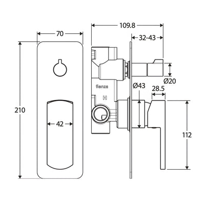 FIENZA KOKO LEAD FREE WALL DIVERTER MIXER CHROME