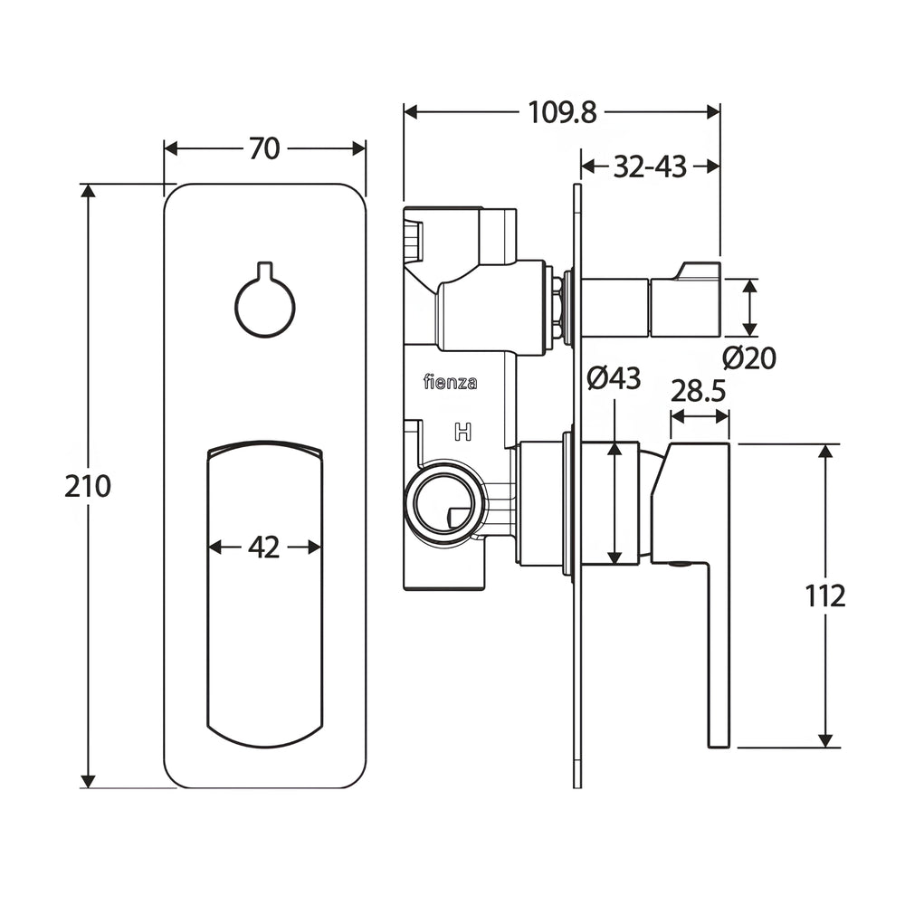 FIENZA KOKO LEAD FREE WALL DIVERTER MIXER CHROME
