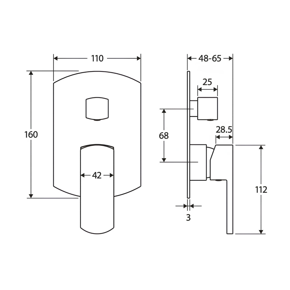 FIENZA KOKO WALL DIVERTER MIXER 110MM MATTE BLACK