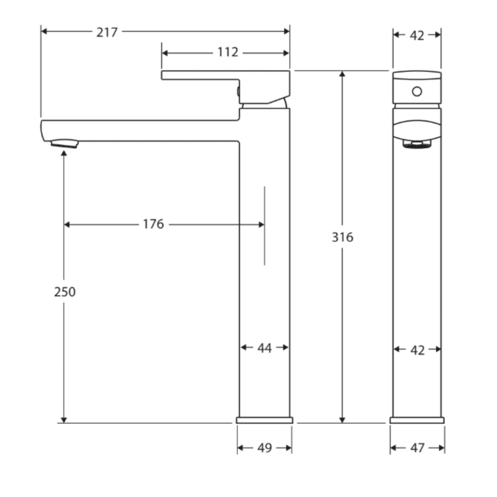 FIENZA KOKO TALL BASIN MIXER 316MM MATTE BLACK