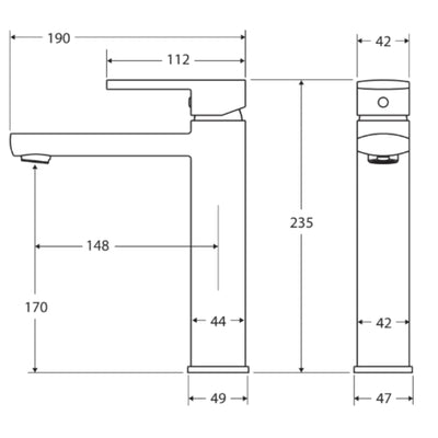 FIENZA KOKO BASIN MIXER 235MM MATTE BLACK