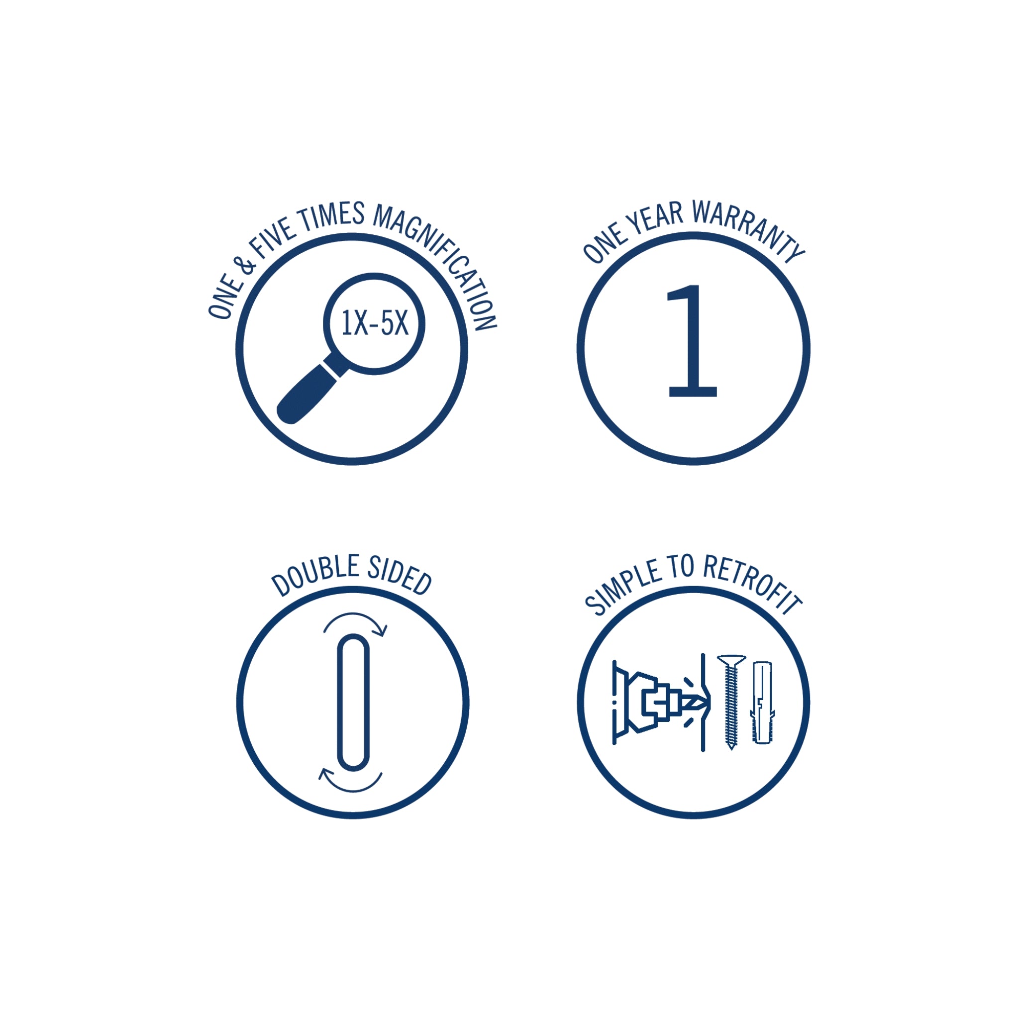 THERMOGROUP ABLAZE ROUND 1&5X MAGNIFICATION MIRROR CHROME 185MM