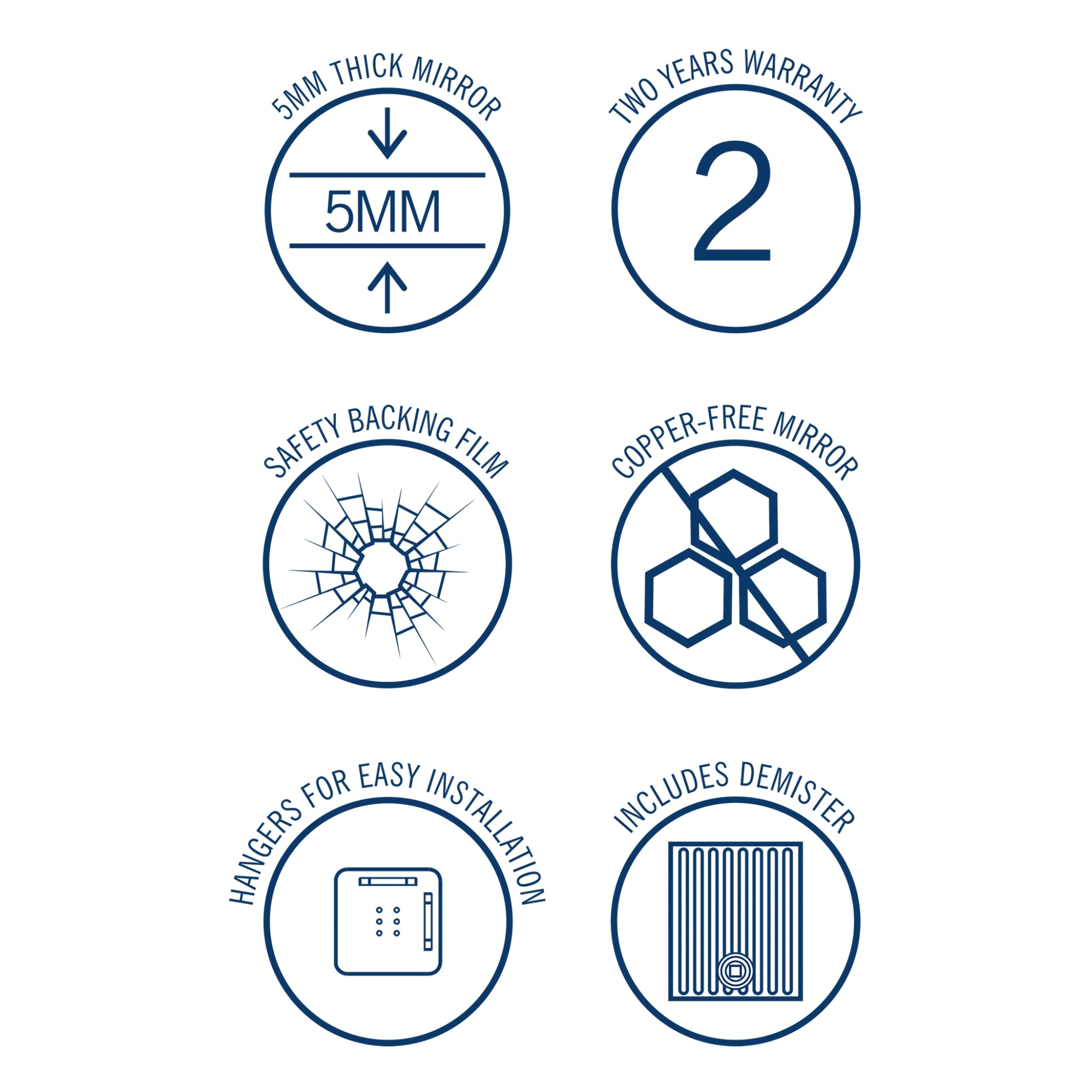 THERMOGROUP ABLAZE ROUND POLISHED EDGE MIRROR WITH DEMISTER 800MM