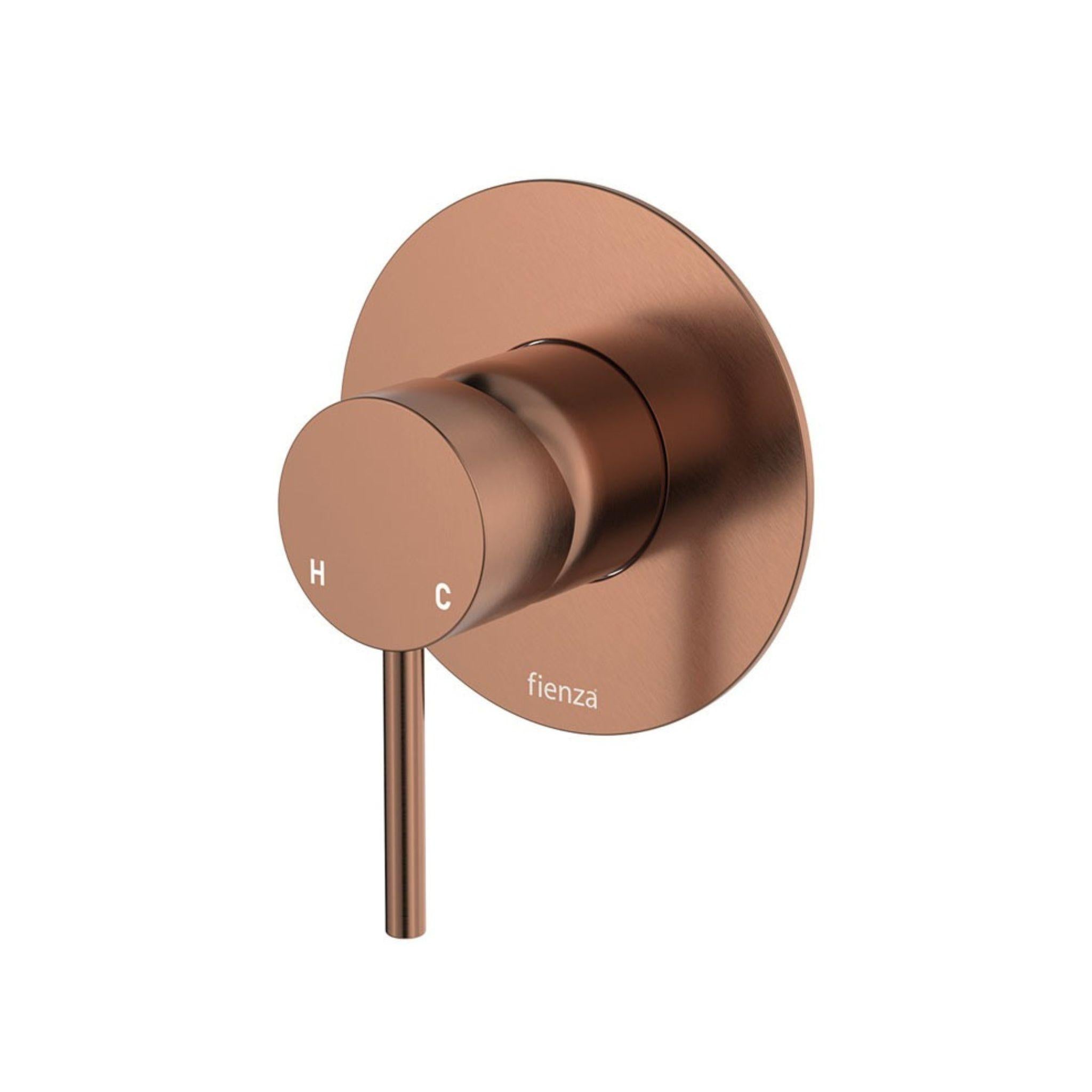 FIENZA KAYA WALL MIXER LARGE ROUND PLATE 100MM BRUSHED COPPER