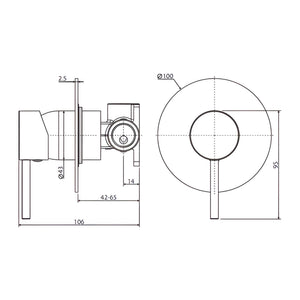 FIENZA KAYA WALL MIXER LARGE ROUND PLATE 100MM URBAN BRASS