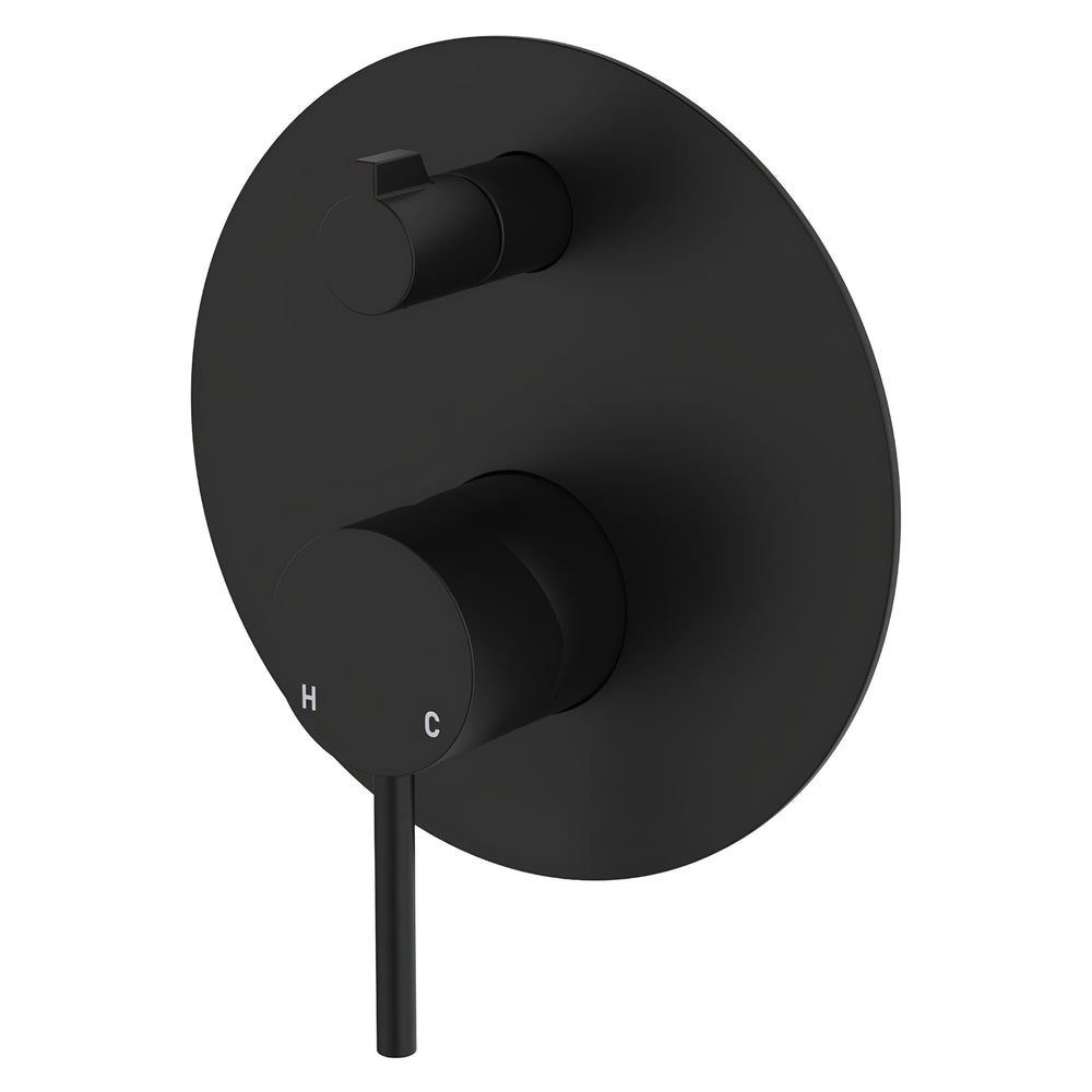 FIENZA KAYA WALL DIVERTER MIXER LARGE ROUND PLATE 150MM MATTE BLACK