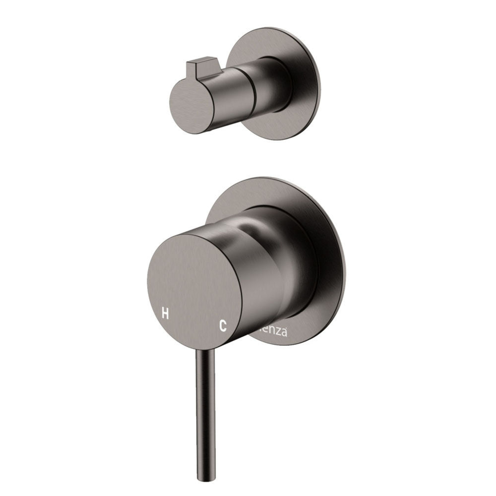 FIENZA KAYA WALL DIVERTER MIXER SMALL ROUND PLATE GUN METAL