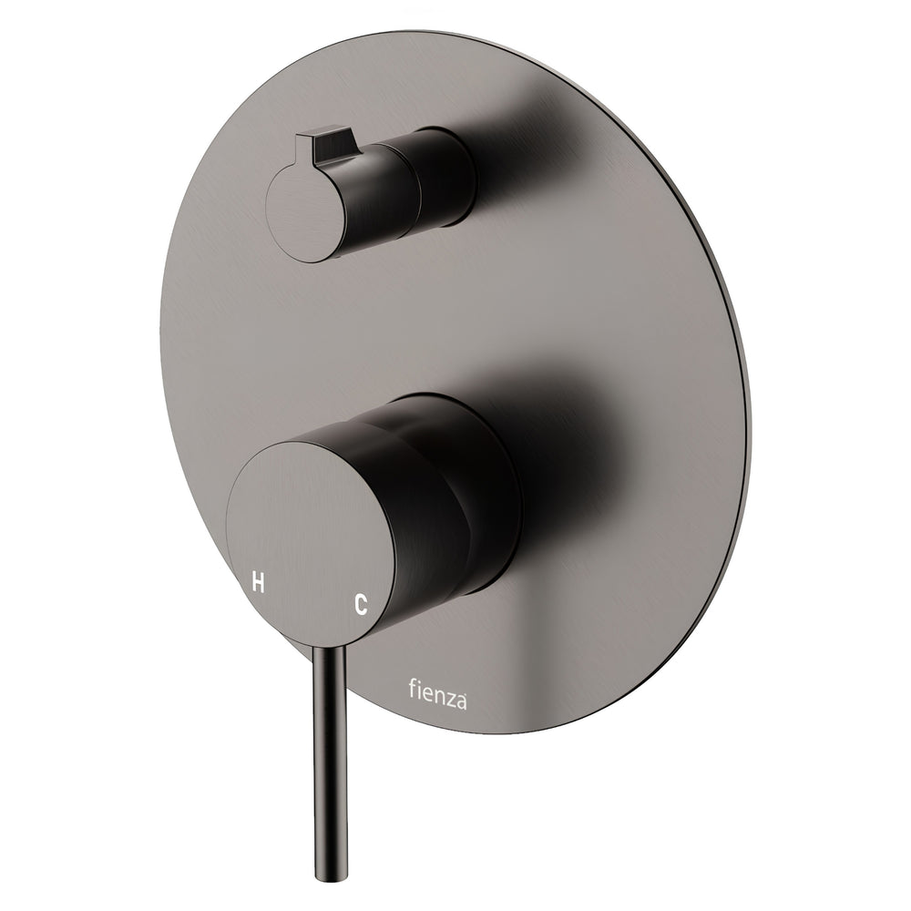 FIENZA KAYA WALL DIVERTER MIXER LARGE ROUND PLATE 150MM GUN METAL