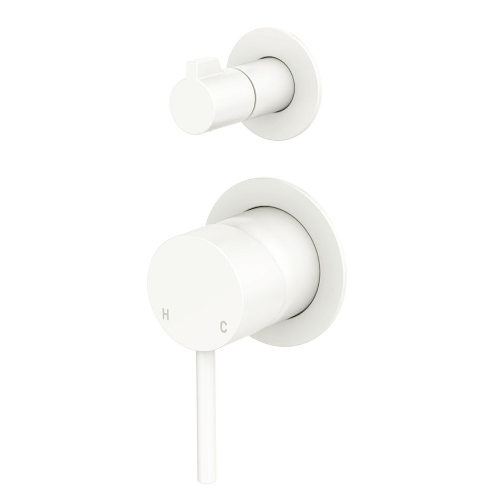 FIENZA KAYA WALL DIVERTER MIXER SMALL ROUND PLATE MATTE WHITE