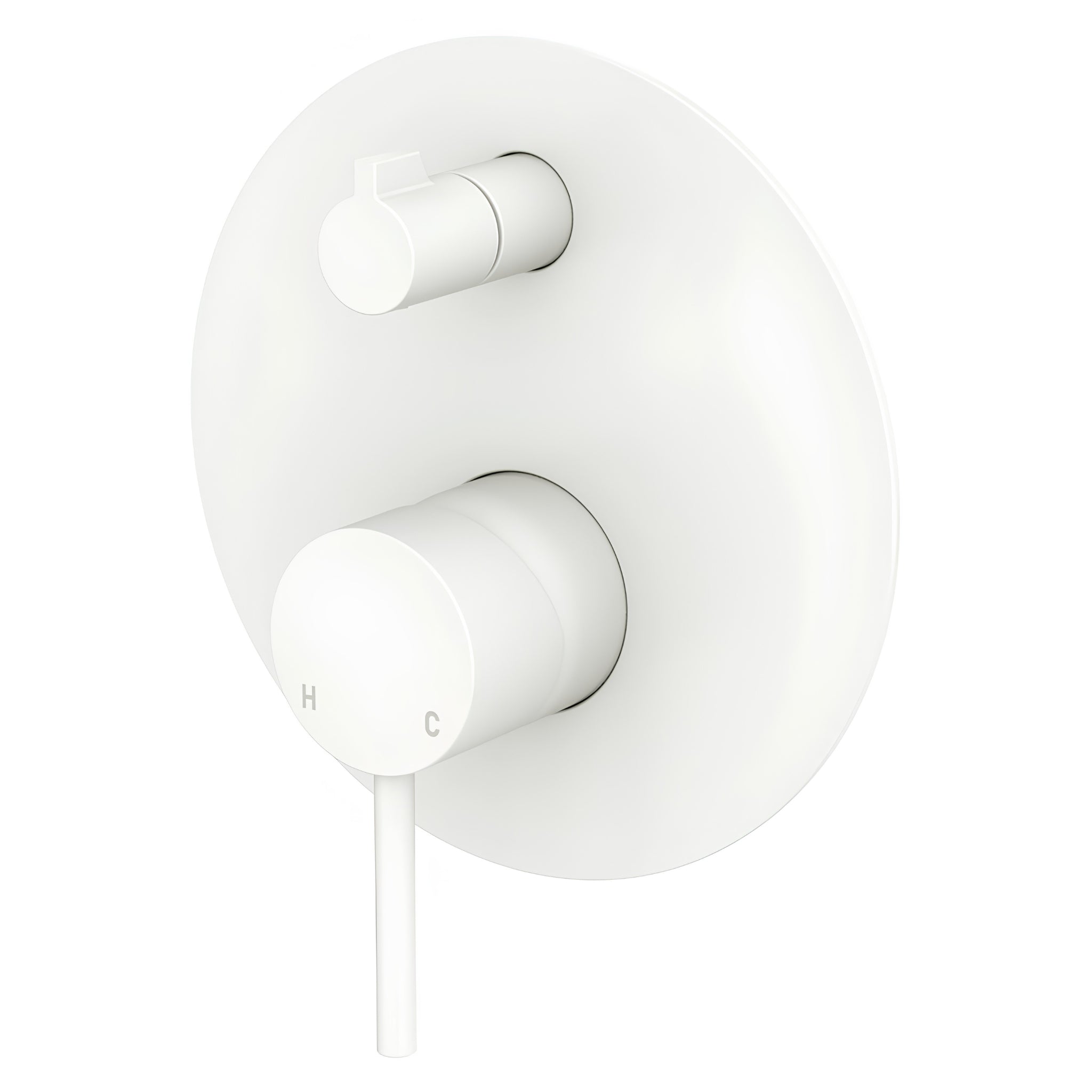 FIENZA KAYA WALL DIVERTER MIXER LARGE ROUND PLATE 150MM MATTE WHITE