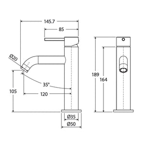 FIENZA KAYA BASIN MIXER 189MM BRUSHED NICKEL