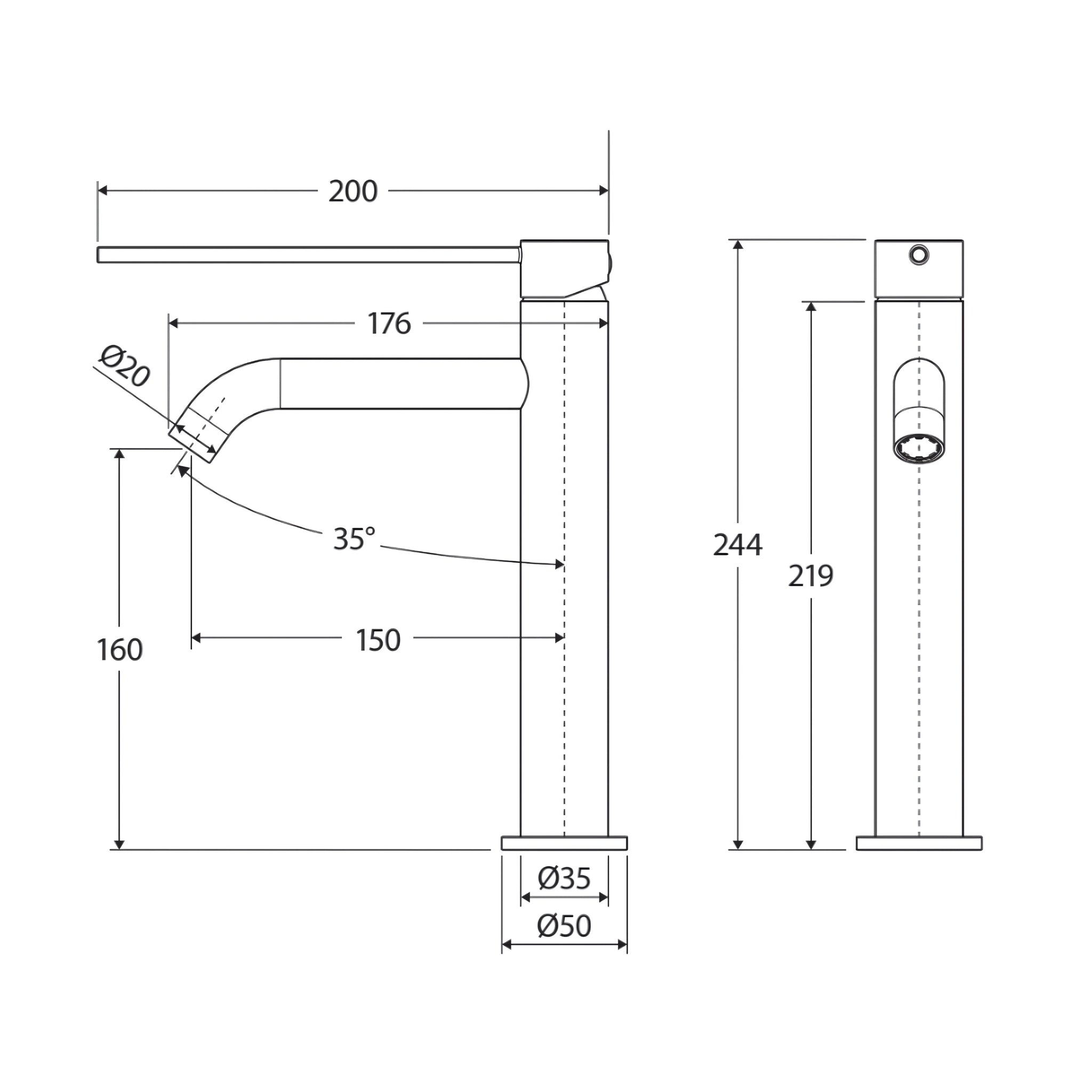 FIENZA KAYA CARE BASIN MIXER 244MM MATTE WHITE