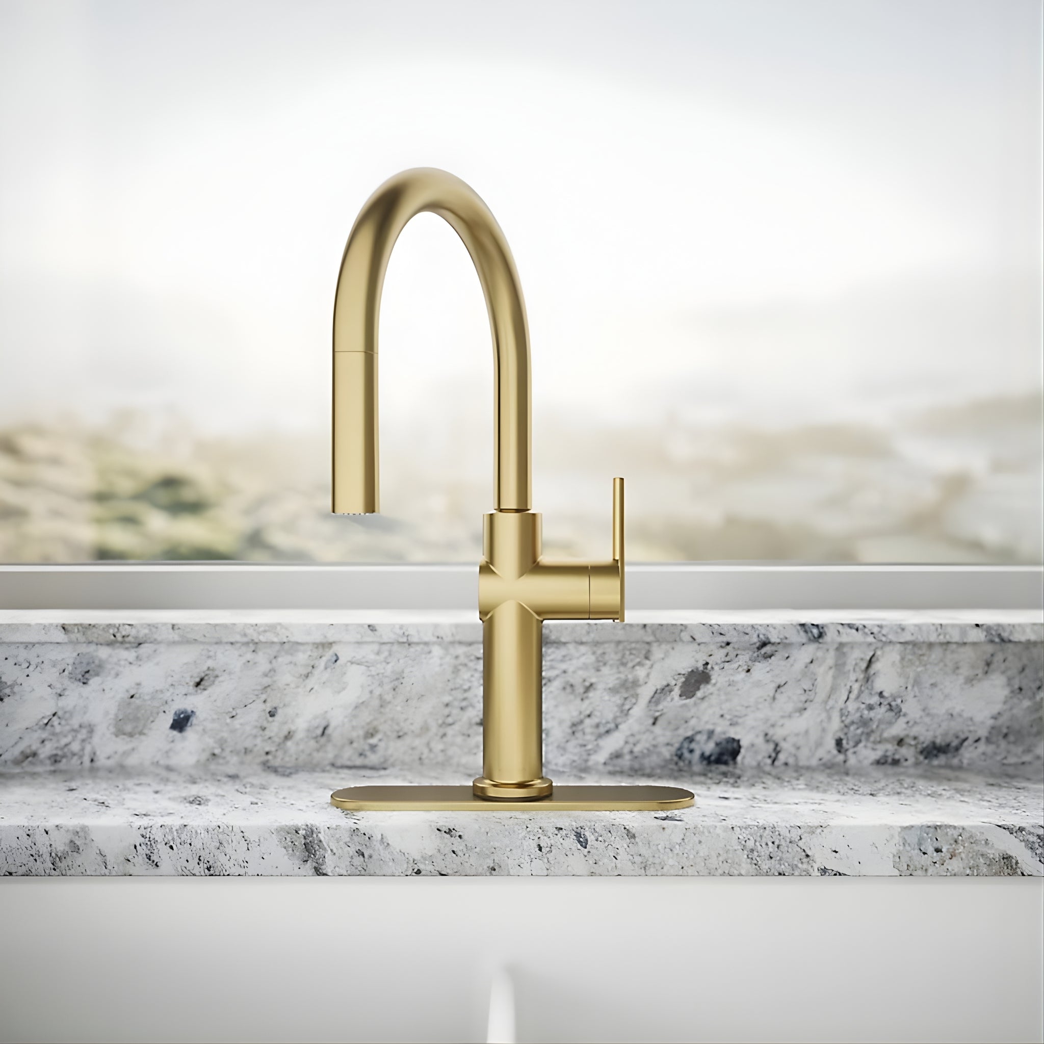 KOHLER CRUE PULL-DOWN KITCHEN MIXER 434MM BRUSHED BRASS