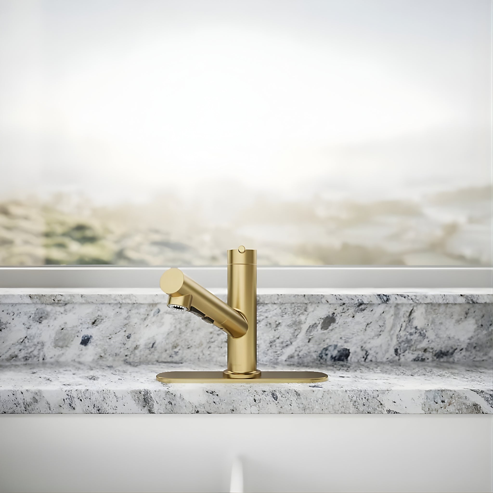 KOHLER CRUE PULL-OUT KITCHEN MIXER 208MM BRUSHED BRASS