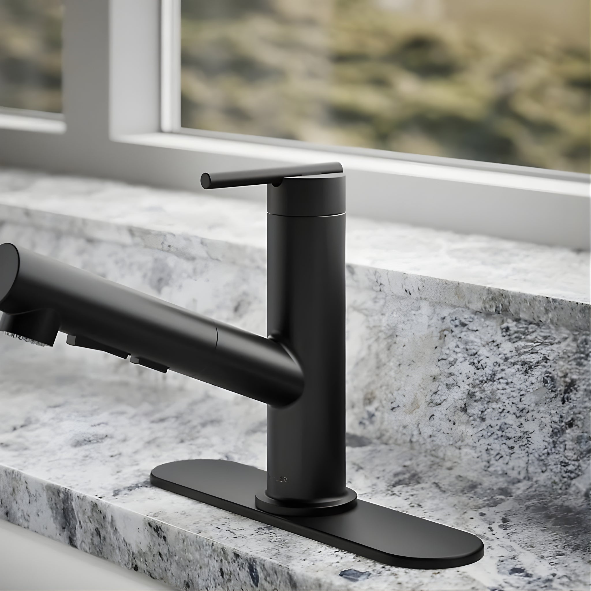 KOHLER CRUE PULL-OUT KITCHEN MIXER 208MM MATTE BLACK