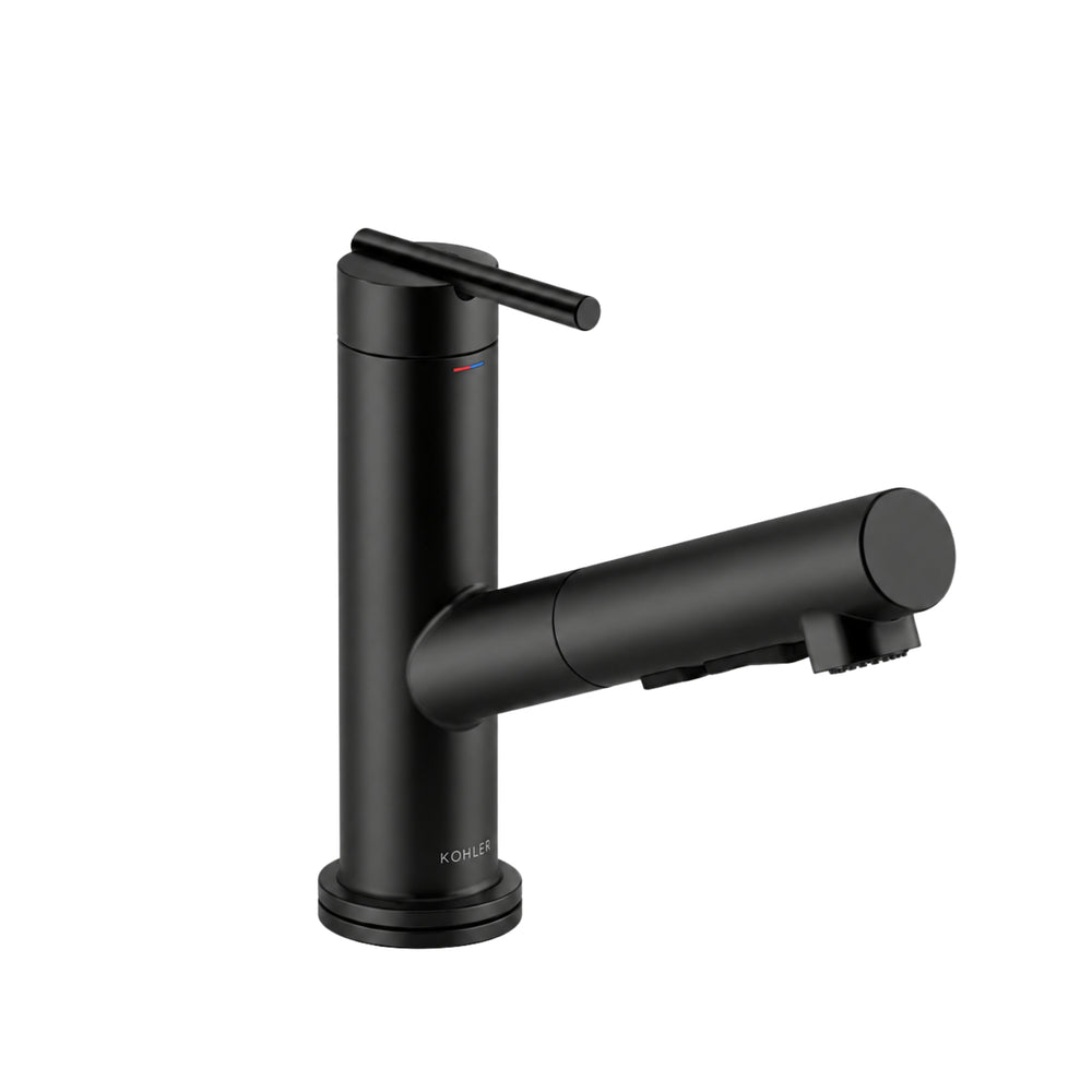 KOHLER CRUE PULL-OUT KITCHEN MIXER 206MM MATTE BLACK