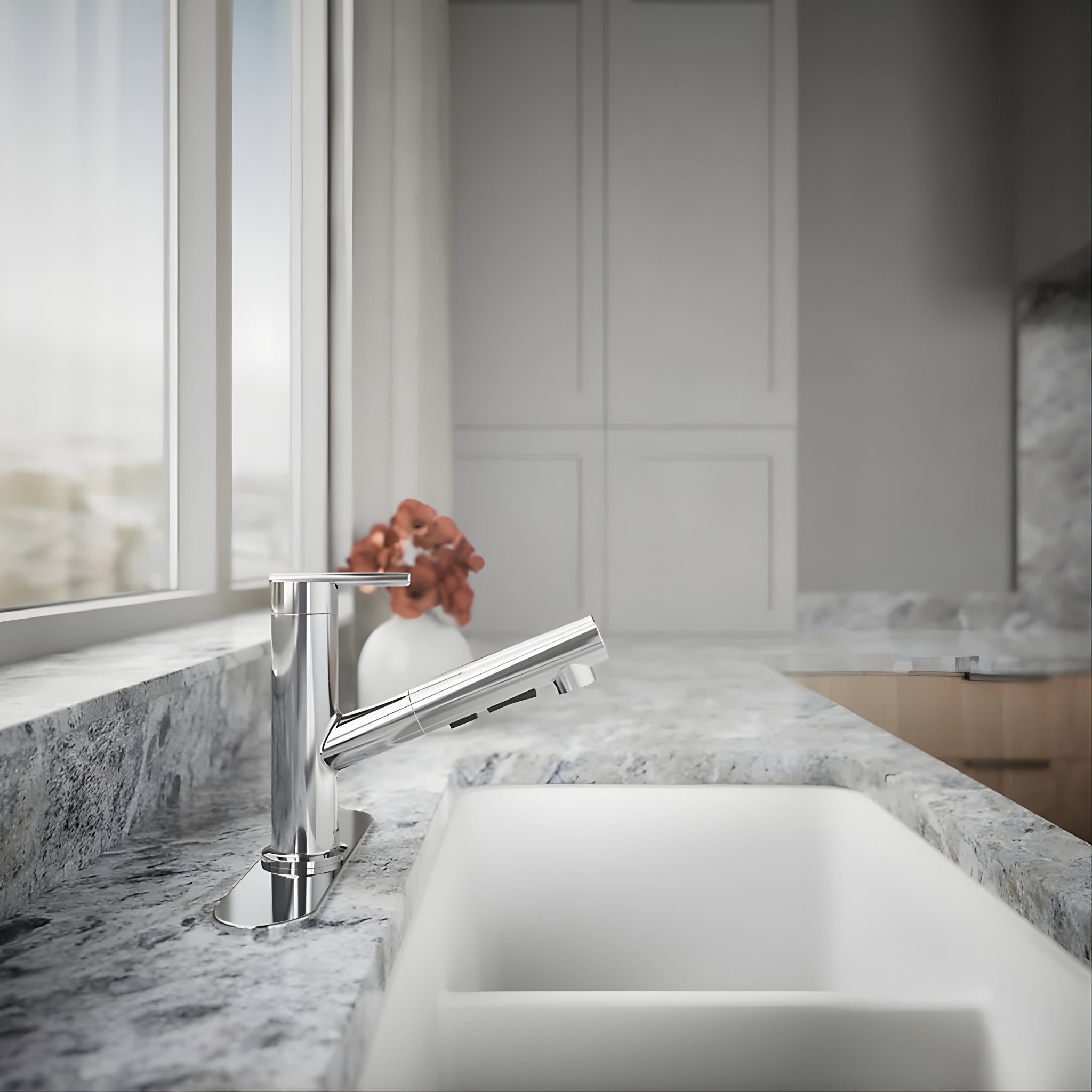 KOHLER CRUE PULL-OUT KITCHEN MIXER 208MM CHROME