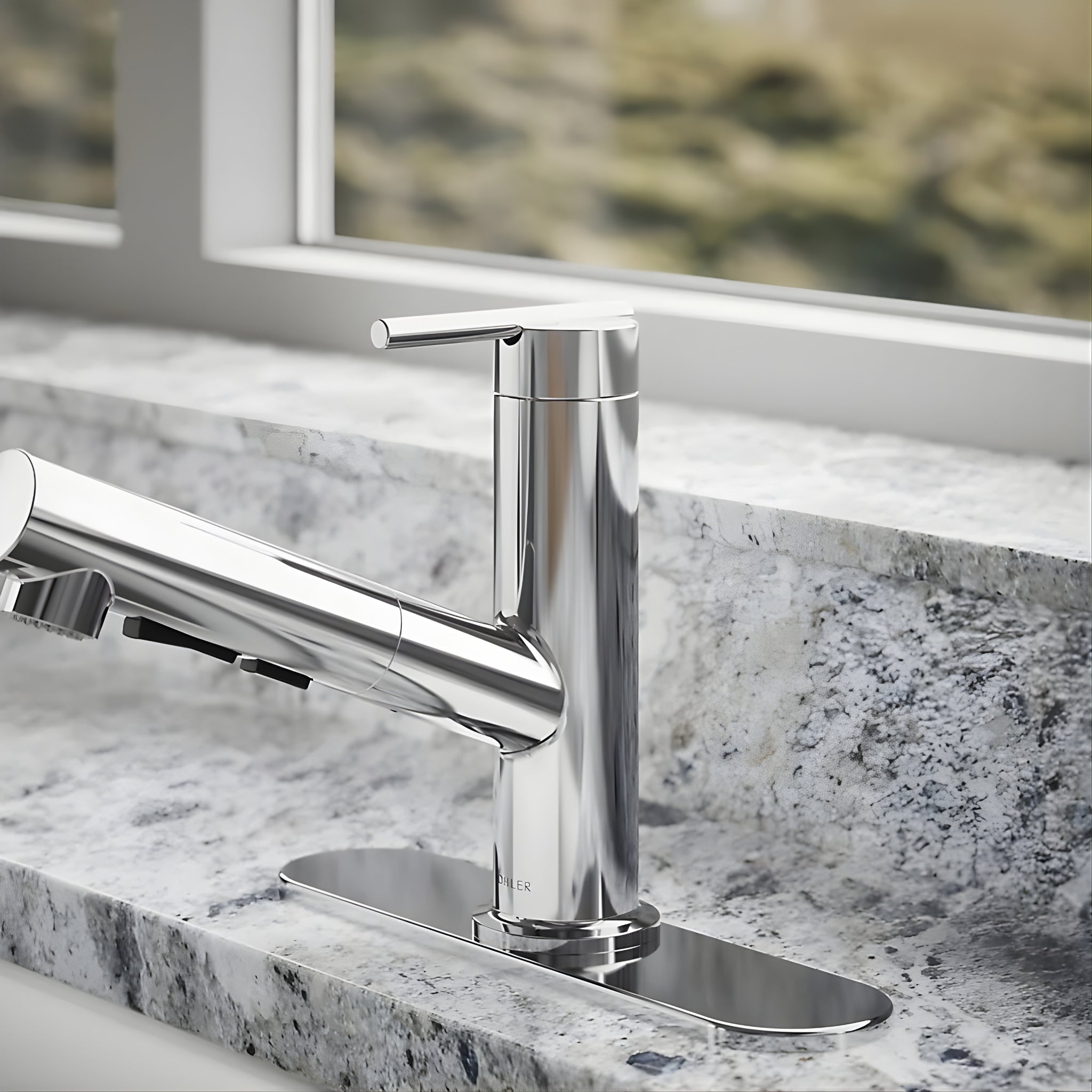 KOHLER CRUE PULL-OUT KITCHEN MIXER 208MM CHROME