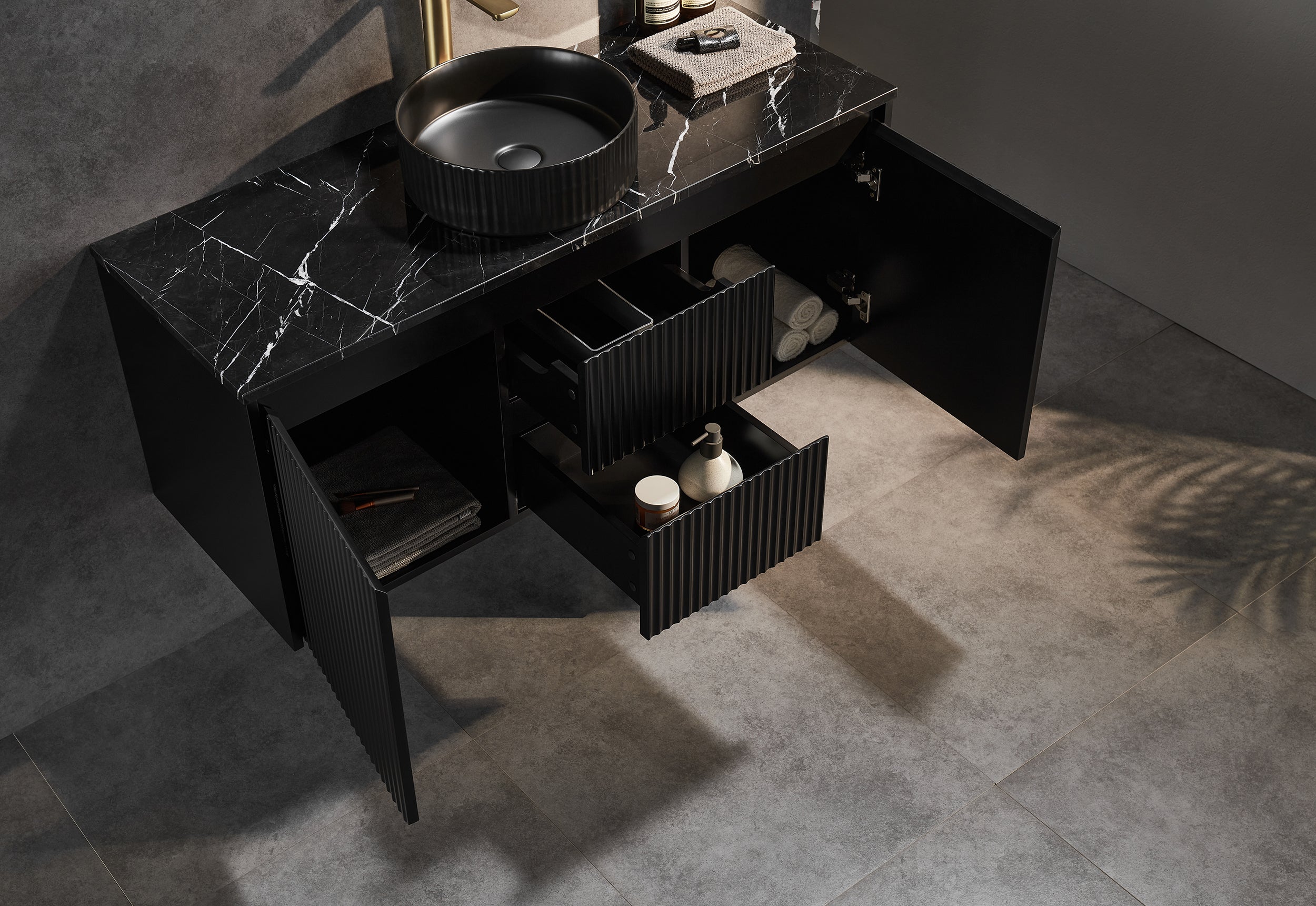 CETO BRINDABELLA MATTE BLACK 1200MM SINGLE BOWL WALL HUNG VANITY