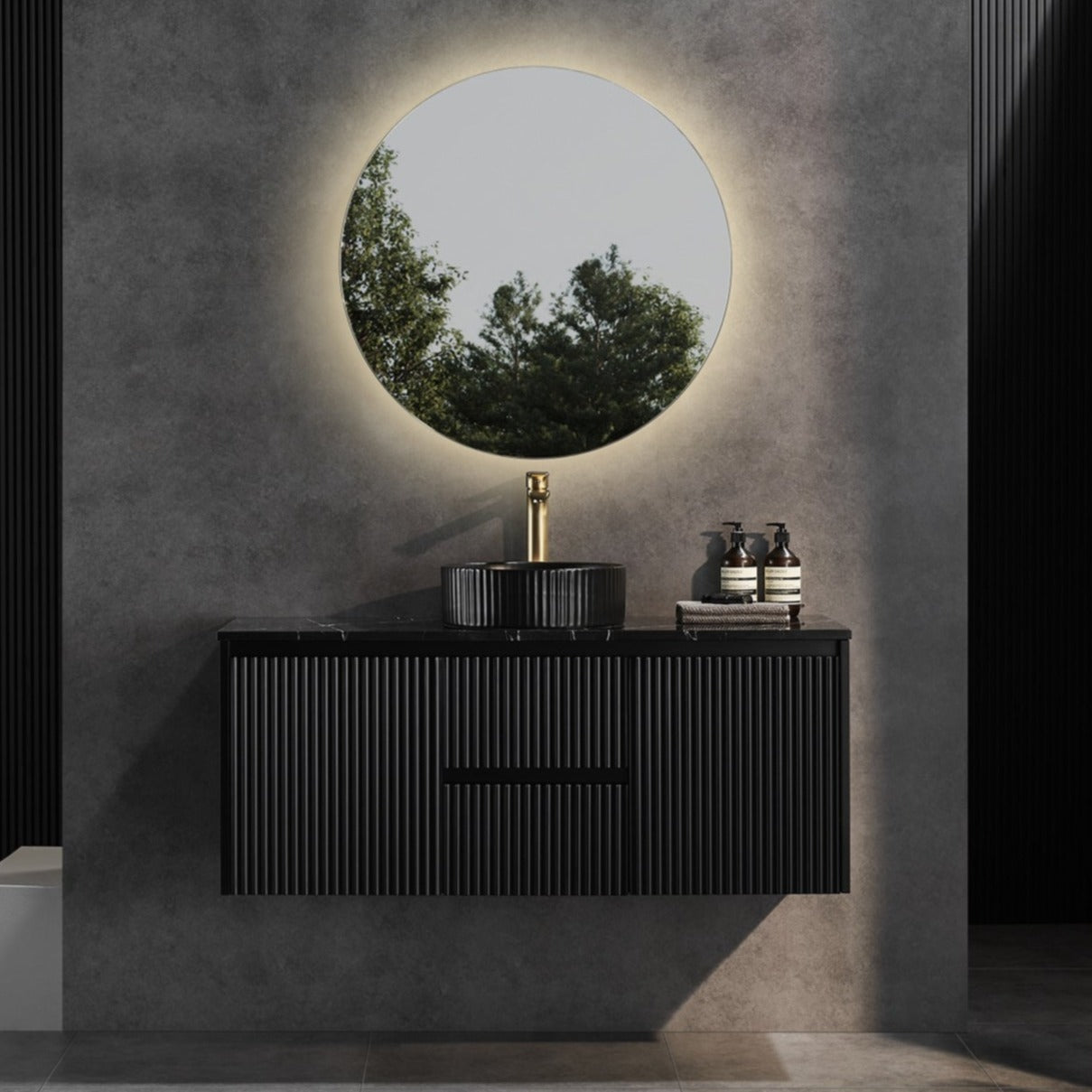 CETO BRINDABELLA MATTE BLACK 1200MM SINGLE BOWL WALL HUNG VANITY