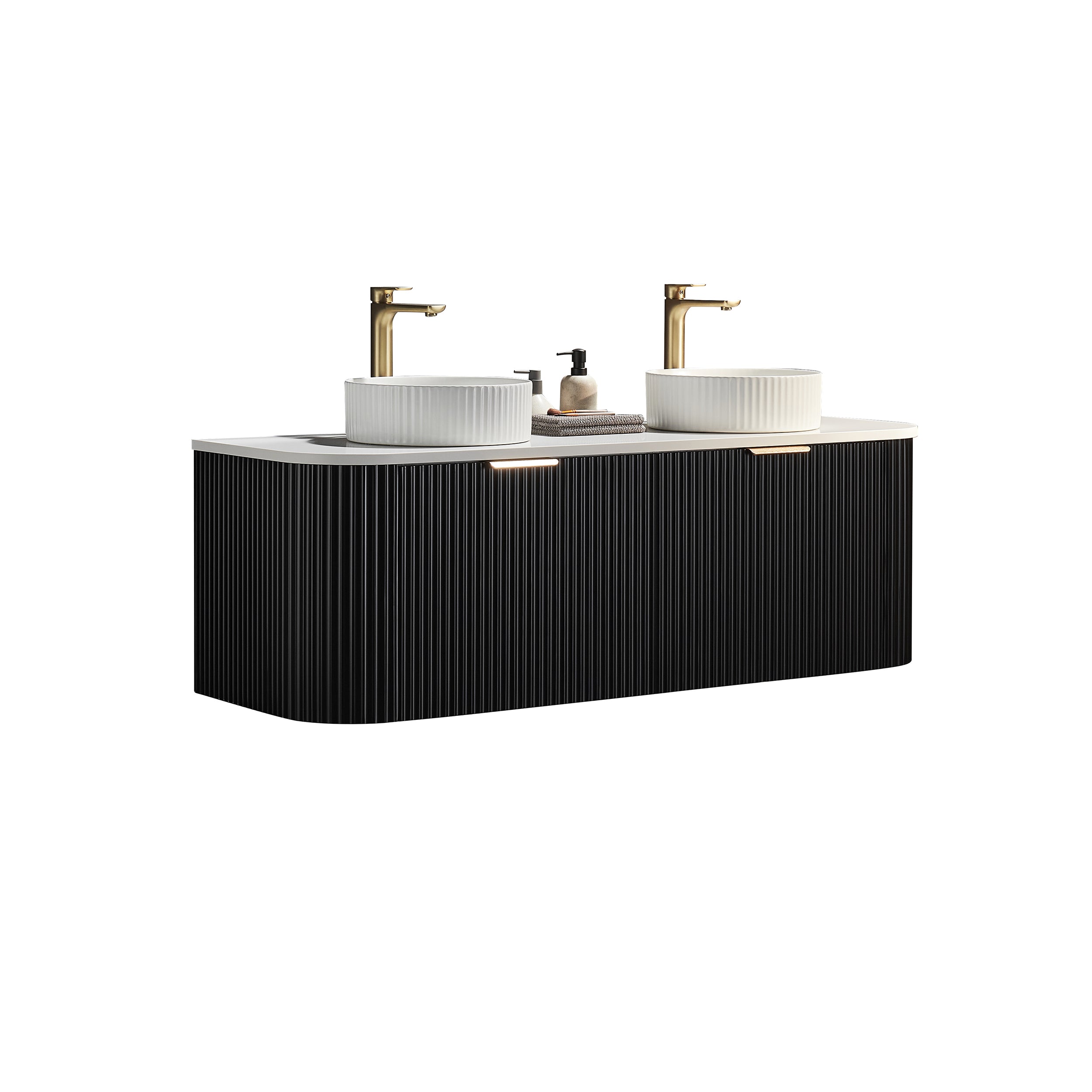 CETO AVALON MATTE BLACK 1500MM DOUBLE BOWL WALL HUNG VANITY