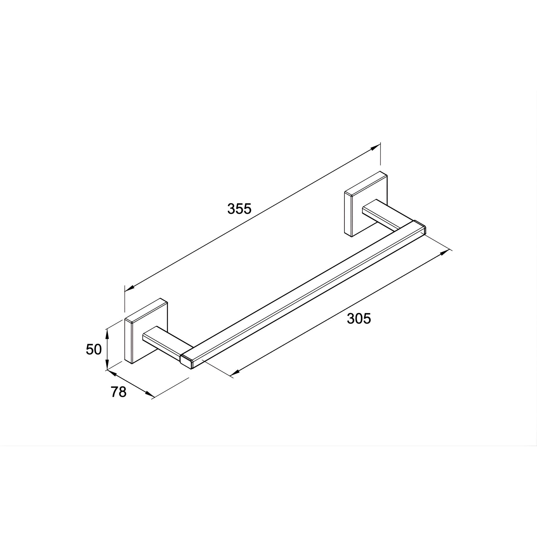 KOHLER SQUARE TOWEL BAR CHROME (AVAILABLE IN 305MM, 457MM, AND 610MM)