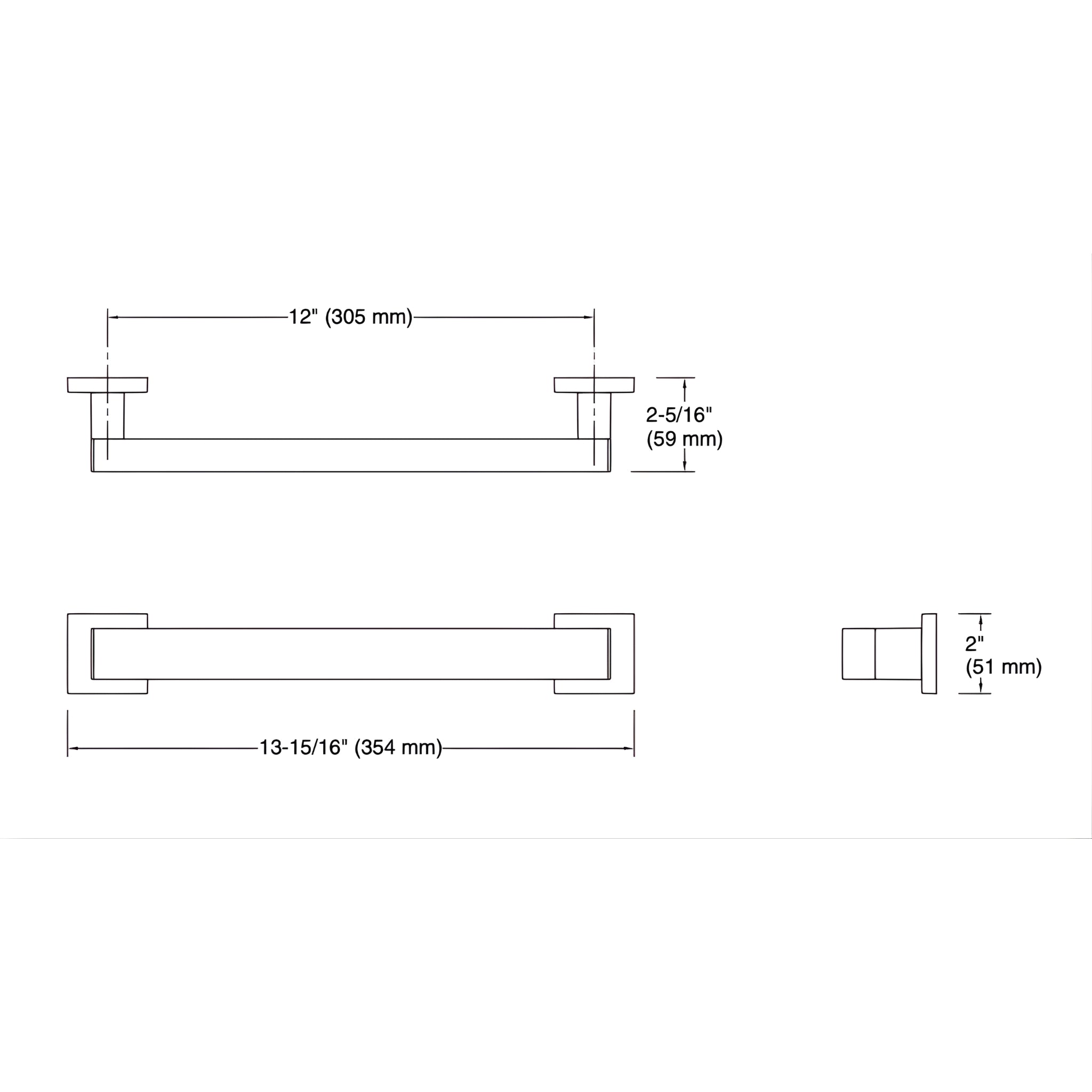 KOHLER SQUARE GRAB BAR CHROME (MULTIPLE SIZES AVAILABLE)