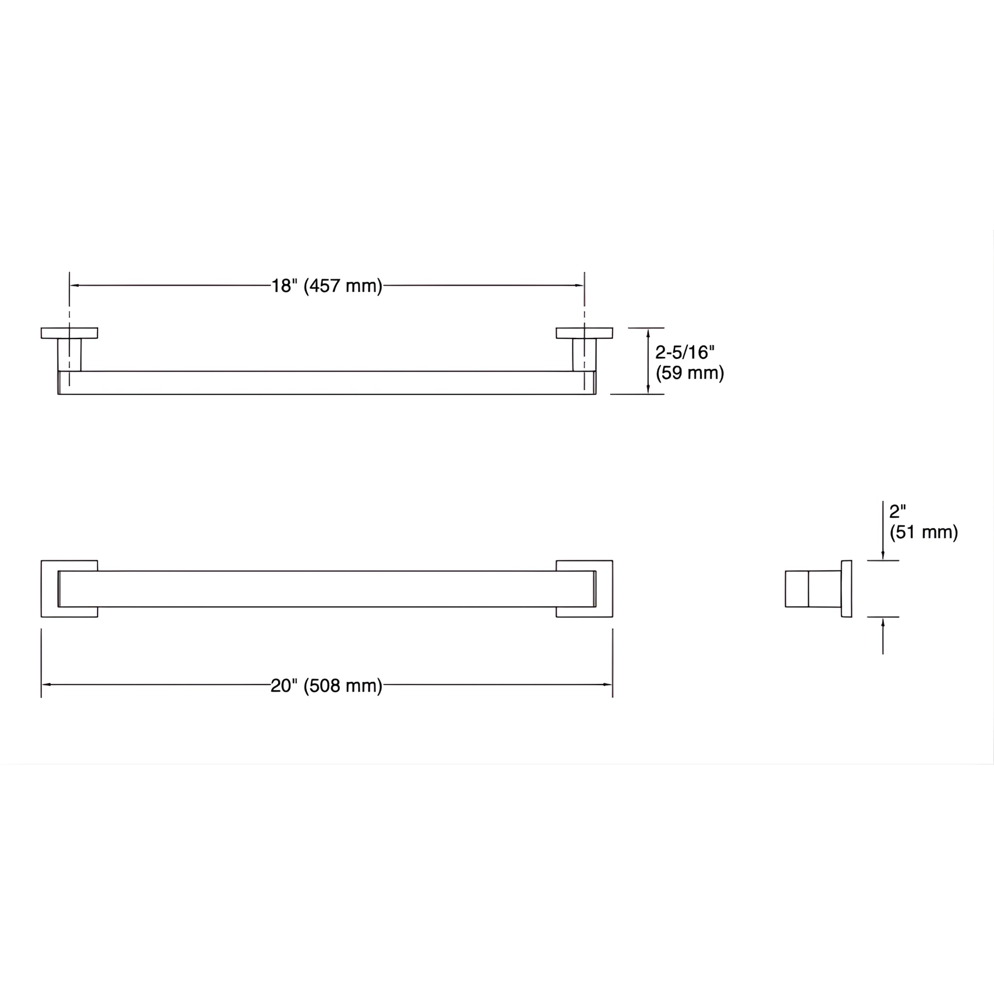 KOHLER SQUARE GRAB BAR BRUSHED BRASS (MULTIPLE SIZES AVAILABLE)